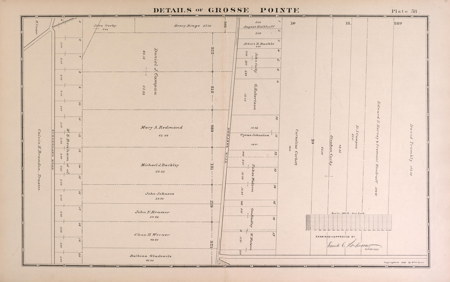 Details of Grosse Pointe - 12 from Detailed Official Atlas of Wayne County, Michigan : Containing General Maps of Wayne County and City of Detroit, General Township Maps ... : Also Detail Plats of All Recorded Subdivisions and Additions … 1893 by Relic Map Company
