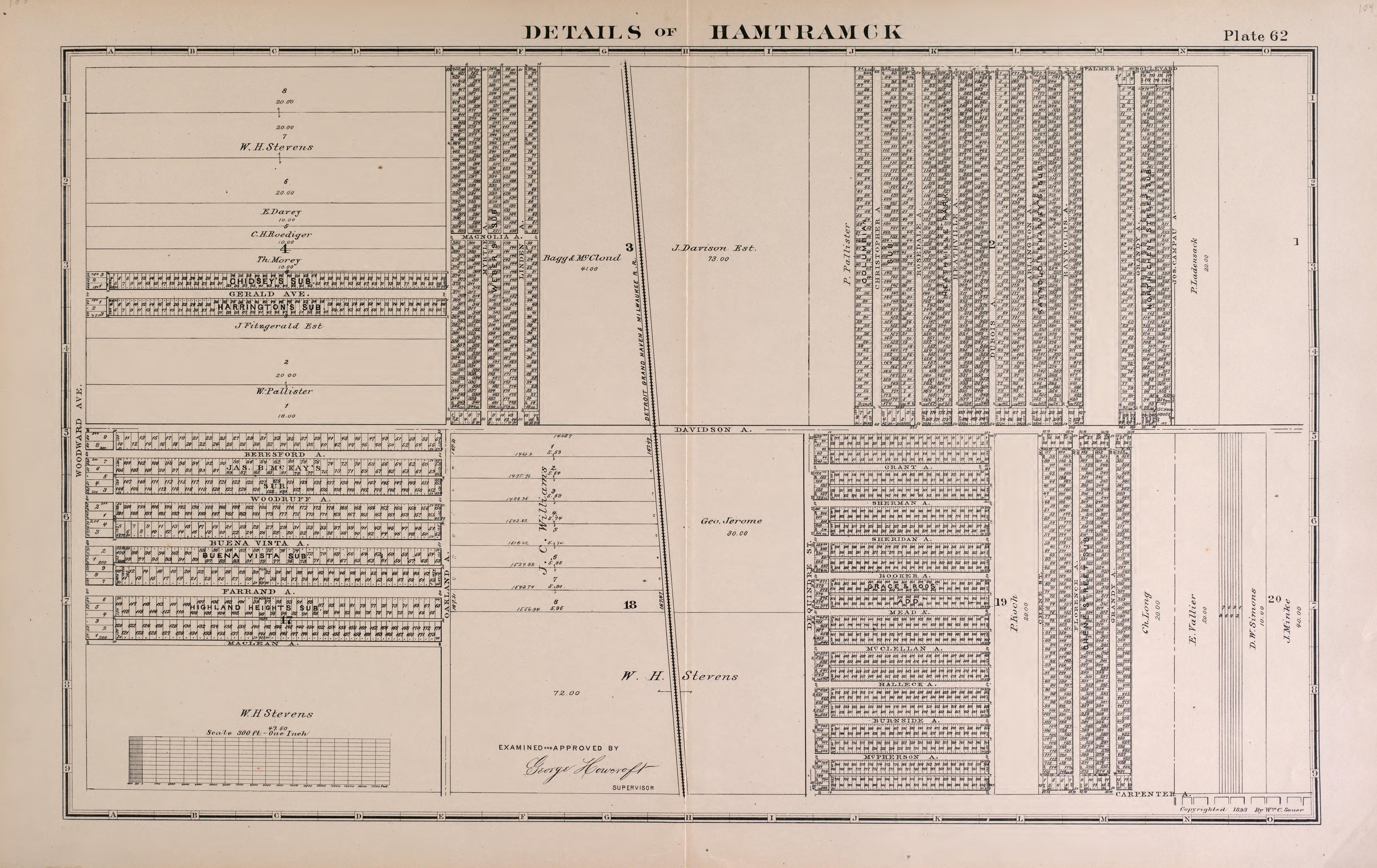 Details of Hamtramck - 3 from Detailed Official Atlas of Wayne County, Michigan : Containing General Maps of Wayne County and City of Detroit, General Township Maps ... : Also Detail Plats of All Recorded Subdivisions and Additions … 1893 by Relic Map Company