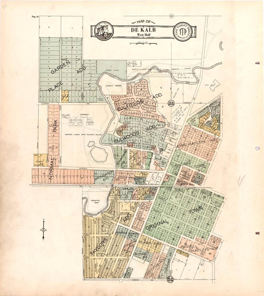 Map of De Kalb West Half from Atlas and Plat Book of De Kalb County, Illinois : Compiled from Surveys and the Public Records of De Kalb County, Illinois 1929 by Relic Map Company