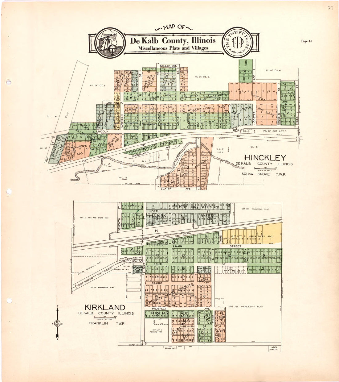 Map of De Kalb County, Illinois Miscellaneous Plats and Villages from Atlas and Plat Book of De Kalb County, Illinois : Compiled from Surveys and the Public Records of De Kalb County, Illinois 1929 by Relic Map Company