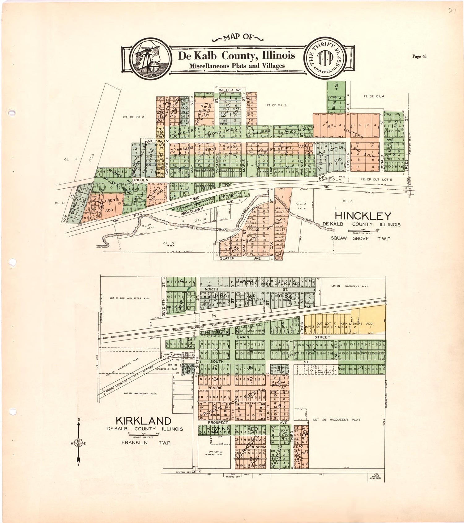 Map of De Kalb County, Illinois Miscellaneous Plats and Villages from Atlas and Plat Book of De Kalb County, Illinois : Compiled from Surveys and the Public Records of De Kalb County, Illinois 1929 by Relic Map Company