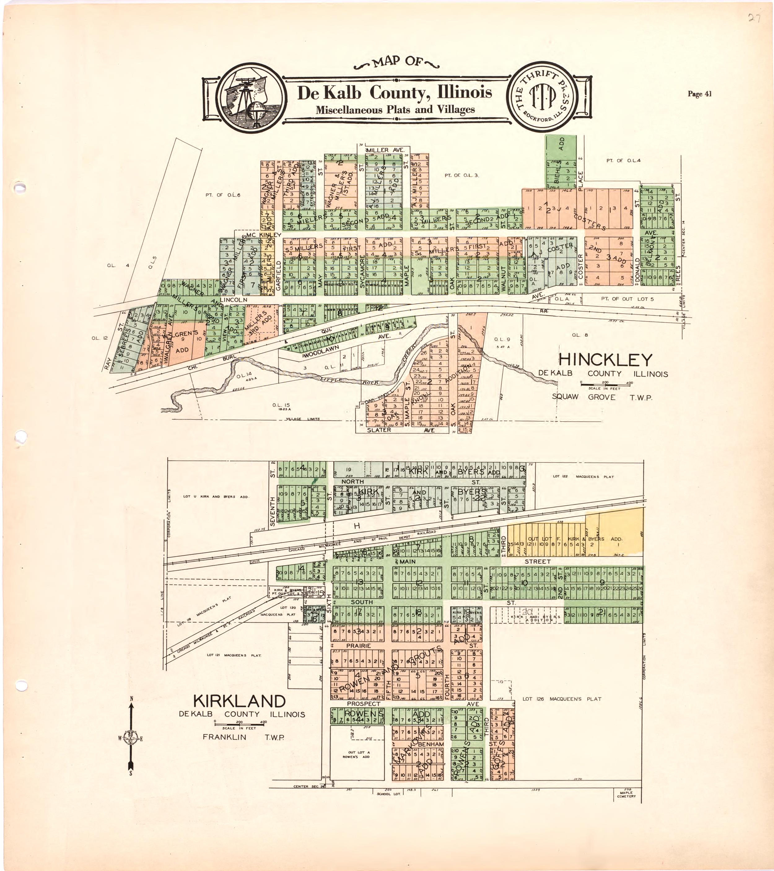 Map of De Kalb County, Illinois Miscellaneous Plats and Villages from Atlas and Plat Book of De Kalb County, Illinois : Compiled from Surveys and the Public Records of De Kalb County, Illinois 1929 by Relic Map Company