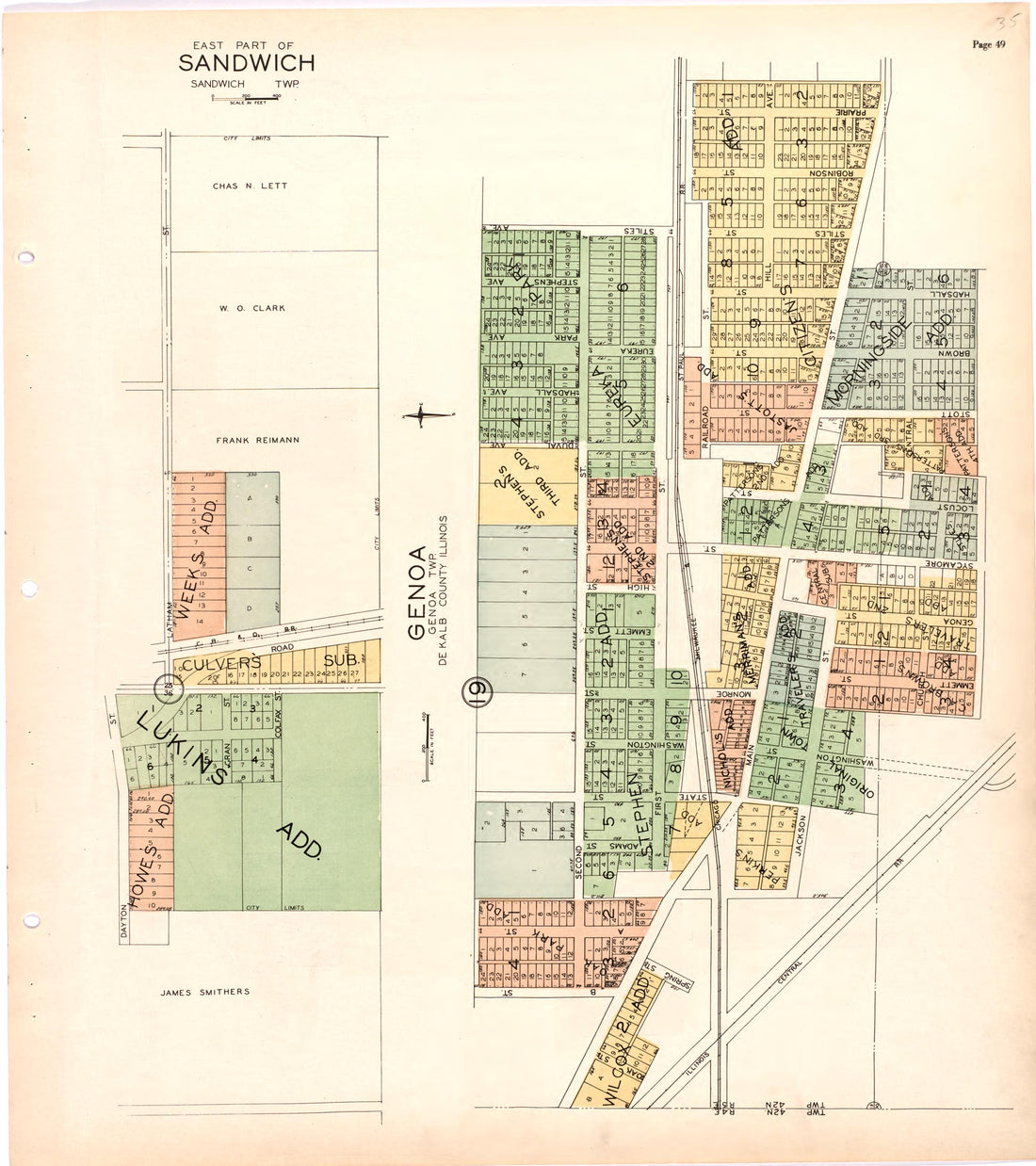 East Part of Sandwich Sandwich Township from Atlas and Plat Book of De Kalb County, Illinois : Compiled from Surveys and the Public Records of De Kalb County, Illinois 1929 by Relic Map Company