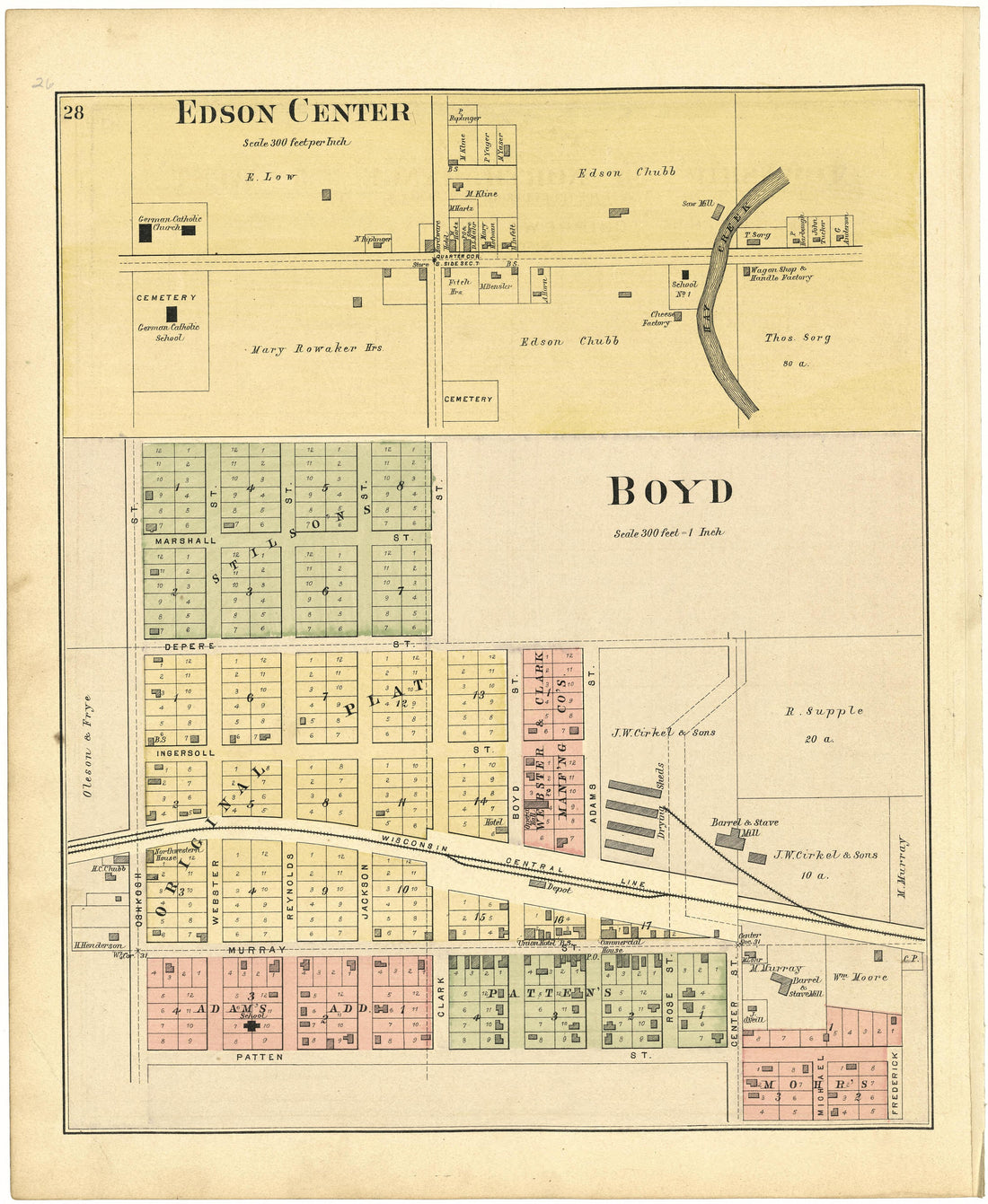Edson Center; Boyd from Plat Book of Chippewa County, Wisconsin 1888 by Relic Map Company