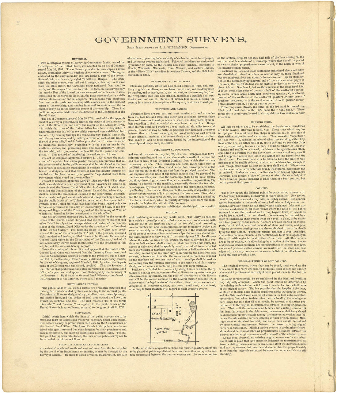 Government Surveys from Plat Book of Chippewa County, Wisconsin 1888 by Relic Map Company