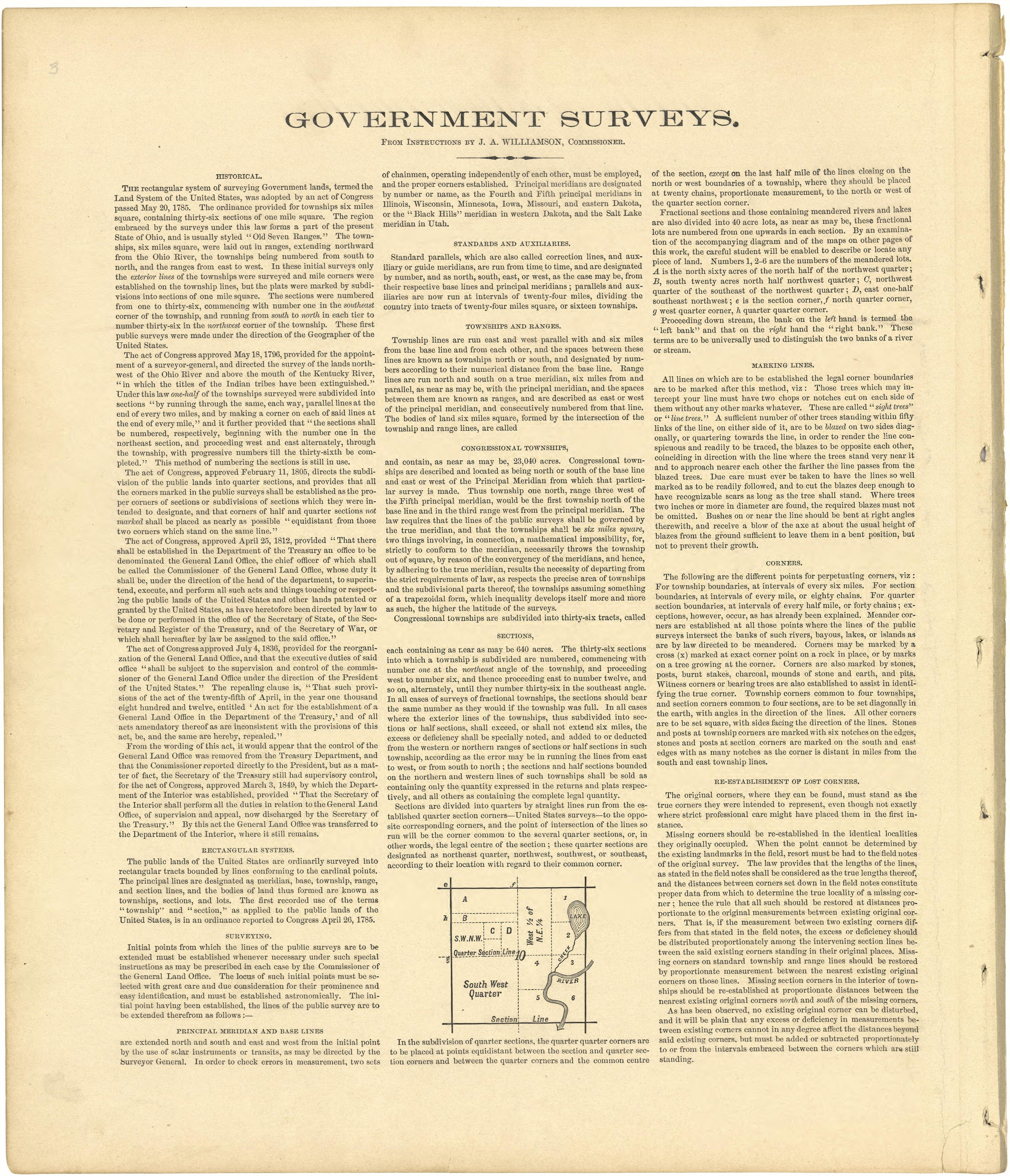 Government Surveys from Plat Book of Chippewa County, Wisconsin 1888 by Relic Map Company