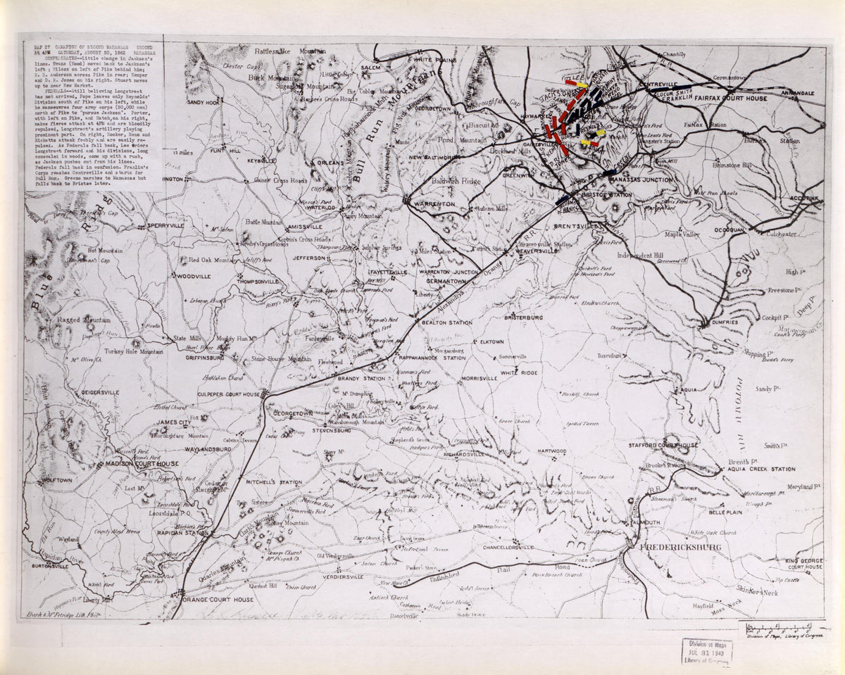 Map 27: at 4 PM, Sat., August 30, 1862; Second Manassas from Second Manassas Campaign, August 17 - September 1, 1862 by Relic Map Company
