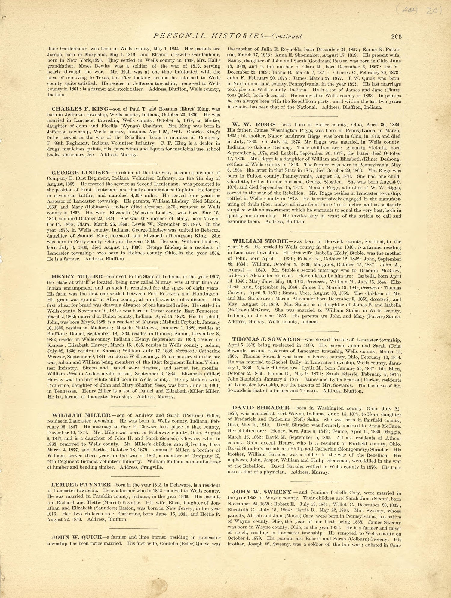Personal Histories - Continued from Historical Hand-atlas, Illustrated, Containing Large Scale Copper Plate Maps of Each State and Territory of the United States, and the Provinces of Canada, Together With a Complete Reference Map of the World, … 1881 by Relic Map Company