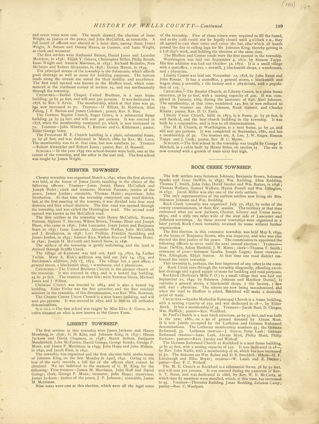 History of Wells County - Continued from Historical Hand-atlas, Illustrated, Containing Large Scale Copper Plate Maps of Each State and Territory of the United States, and the Provinces of Canada, Together With a Complete Reference Map of the World, �... by Relic Map Company