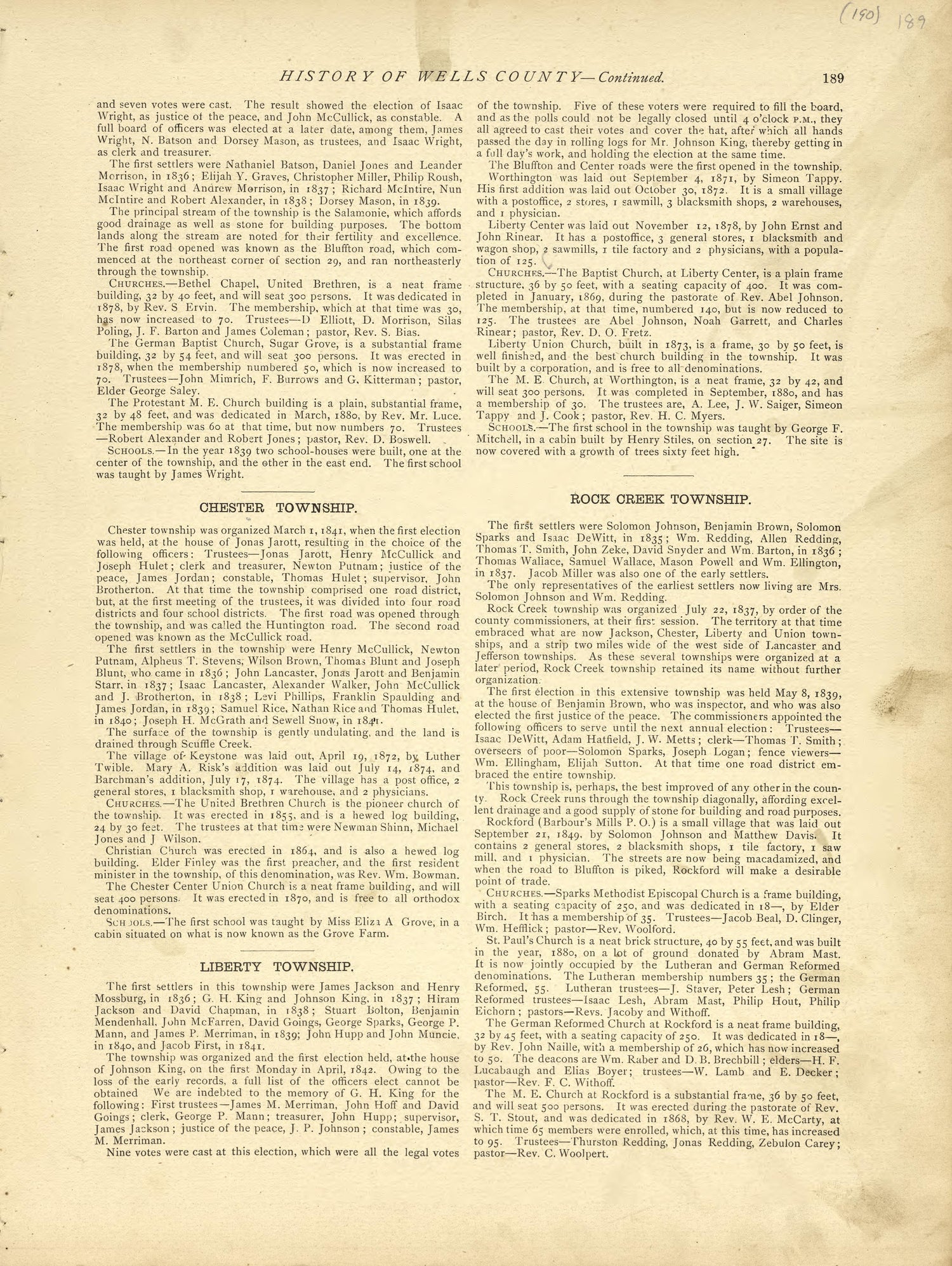 History of Wells County - Continued from Historical Hand-atlas, Illustrated, Containing Large Scale Copper Plate Maps of Each State and Territory of the United States, and the Provinces of Canada, Together With a Complete Reference Map of the World, �... by Relic Map Company