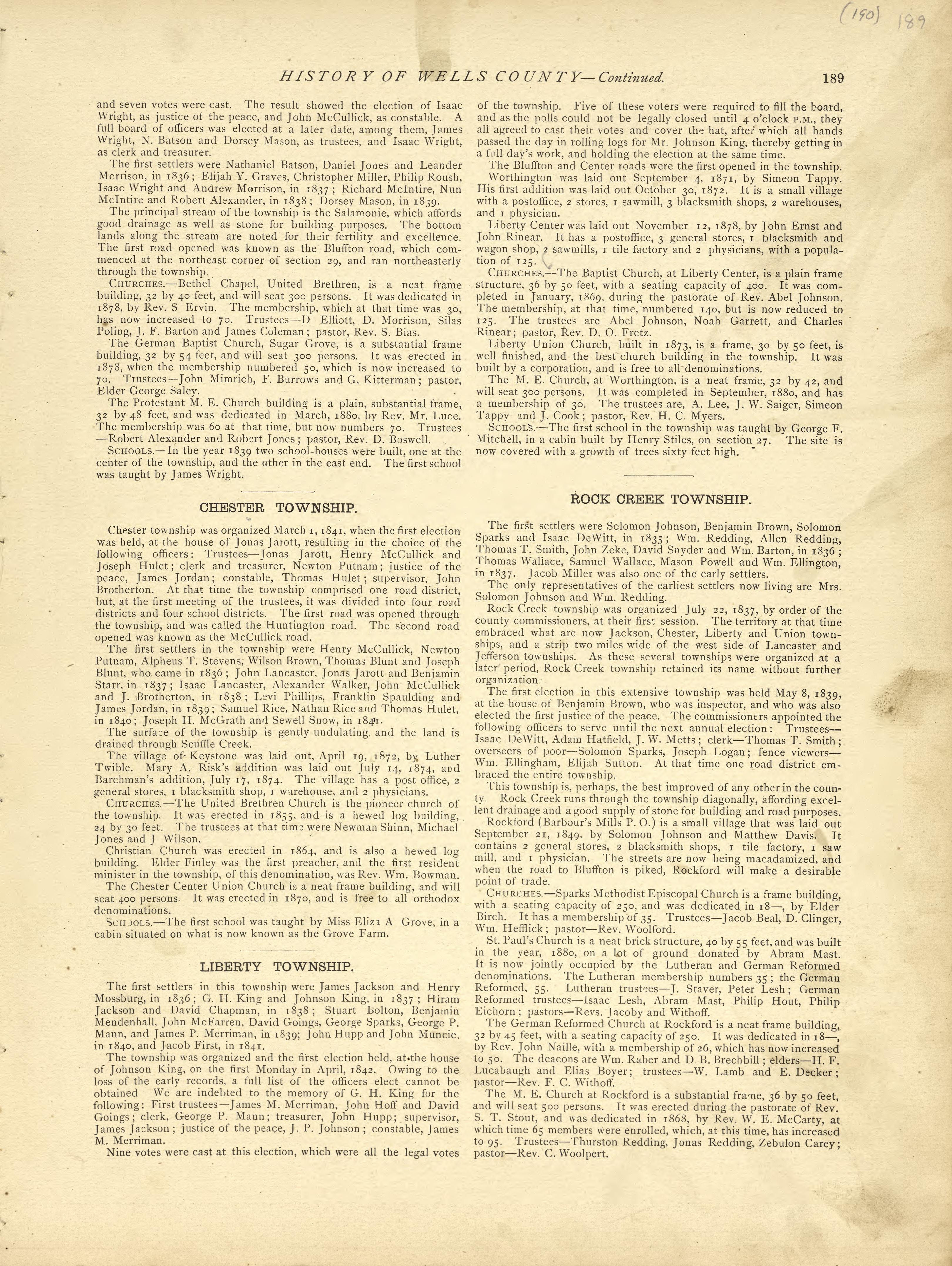 History of Wells County - Continued from Historical Hand-atlas, Illustrated, Containing Large Scale Copper Plate Maps of Each State and Territory of the United States, and the Provinces of Canada, Together With a Complete Reference Map of the World, �... by Relic Map Company