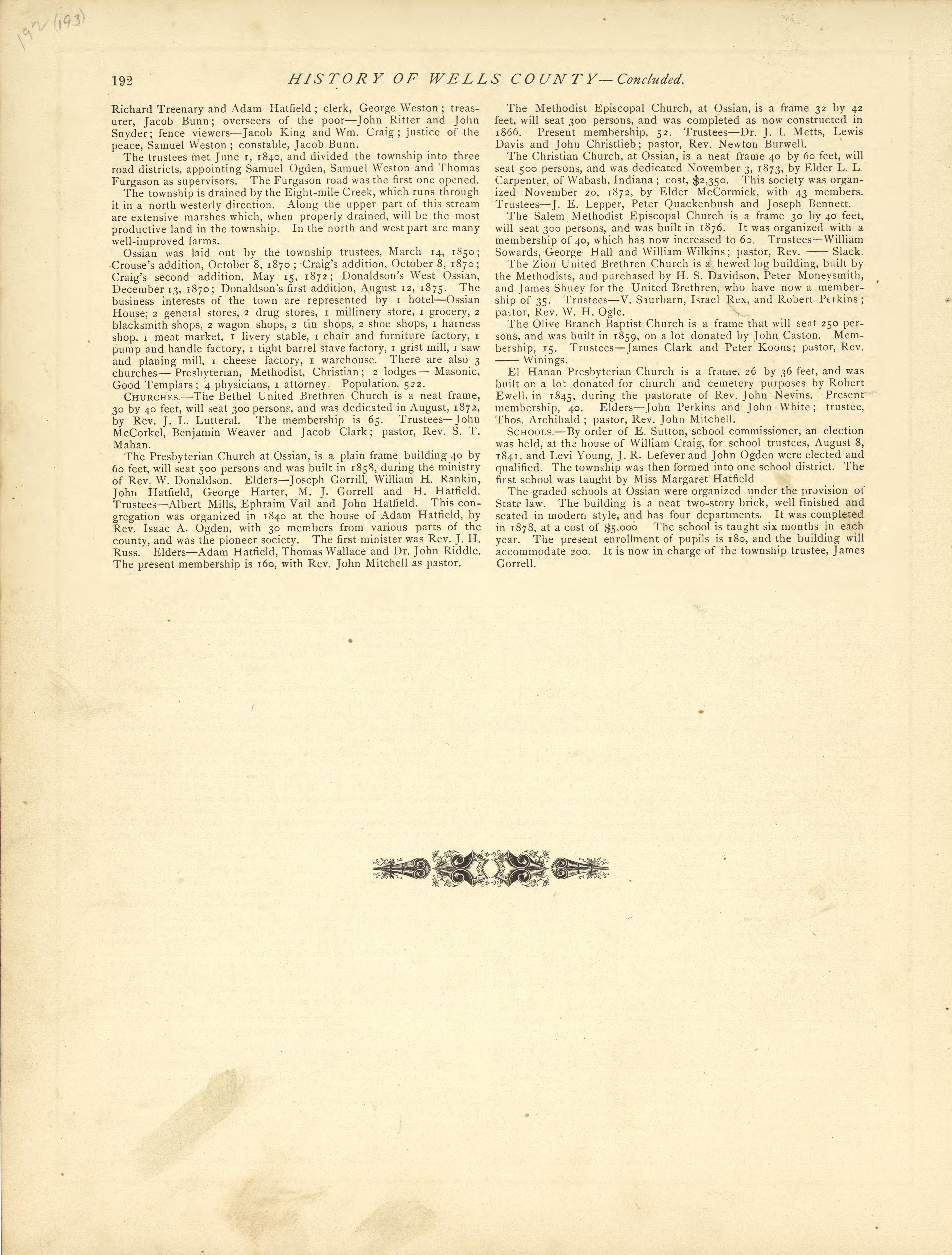 History of Wells County - Continued from Historical Hand-atlas, Illustrated, Containing Large Scale Copper Plate Maps of Each State and Territory of the United States, and the Provinces of Canada, Together With a Complete Reference Map of the World, �... by Relic Map Company
