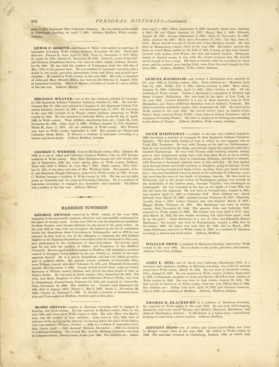 Personal Histories - Continued from Historical Hand-atlas, Illustrated, Containing Large Scale Copper Plate Maps of Each State and Territory of the United States, and the Provinces of Canada, Together With a Complete Reference Map of the World, … 1881 by Relic Map Company