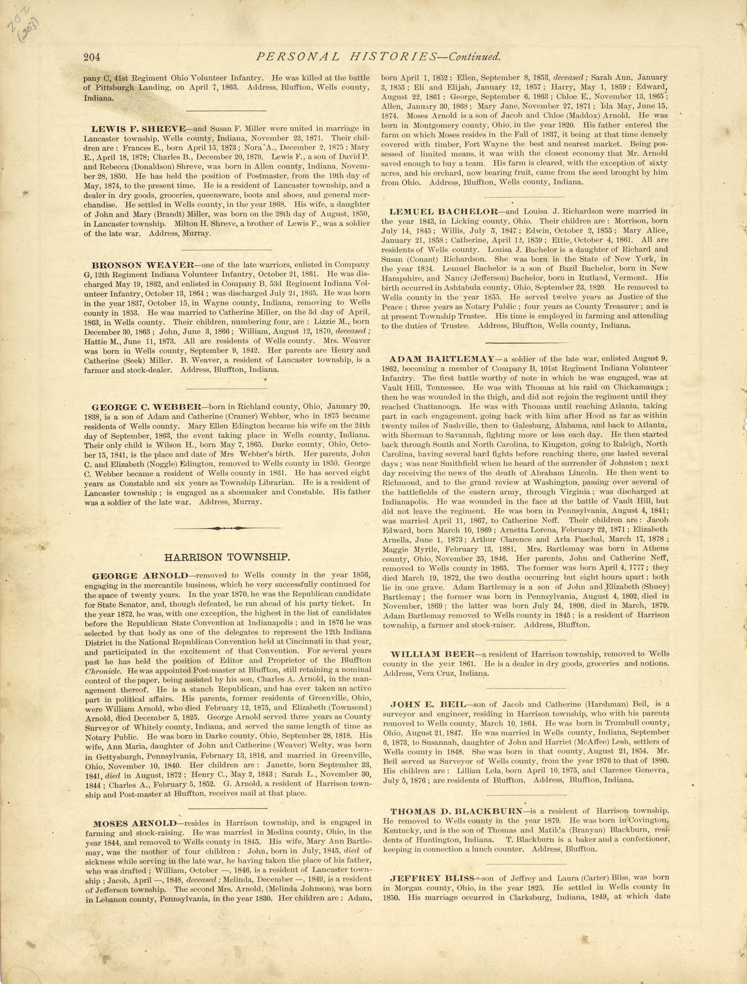 Personal Histories - Continued from Historical Hand-atlas, Illustrated, Containing Large Scale Copper Plate Maps of Each State and Territory of the United States, and the Provinces of Canada, Together With a Complete Reference Map of the World, … 1881 by Relic Map Company