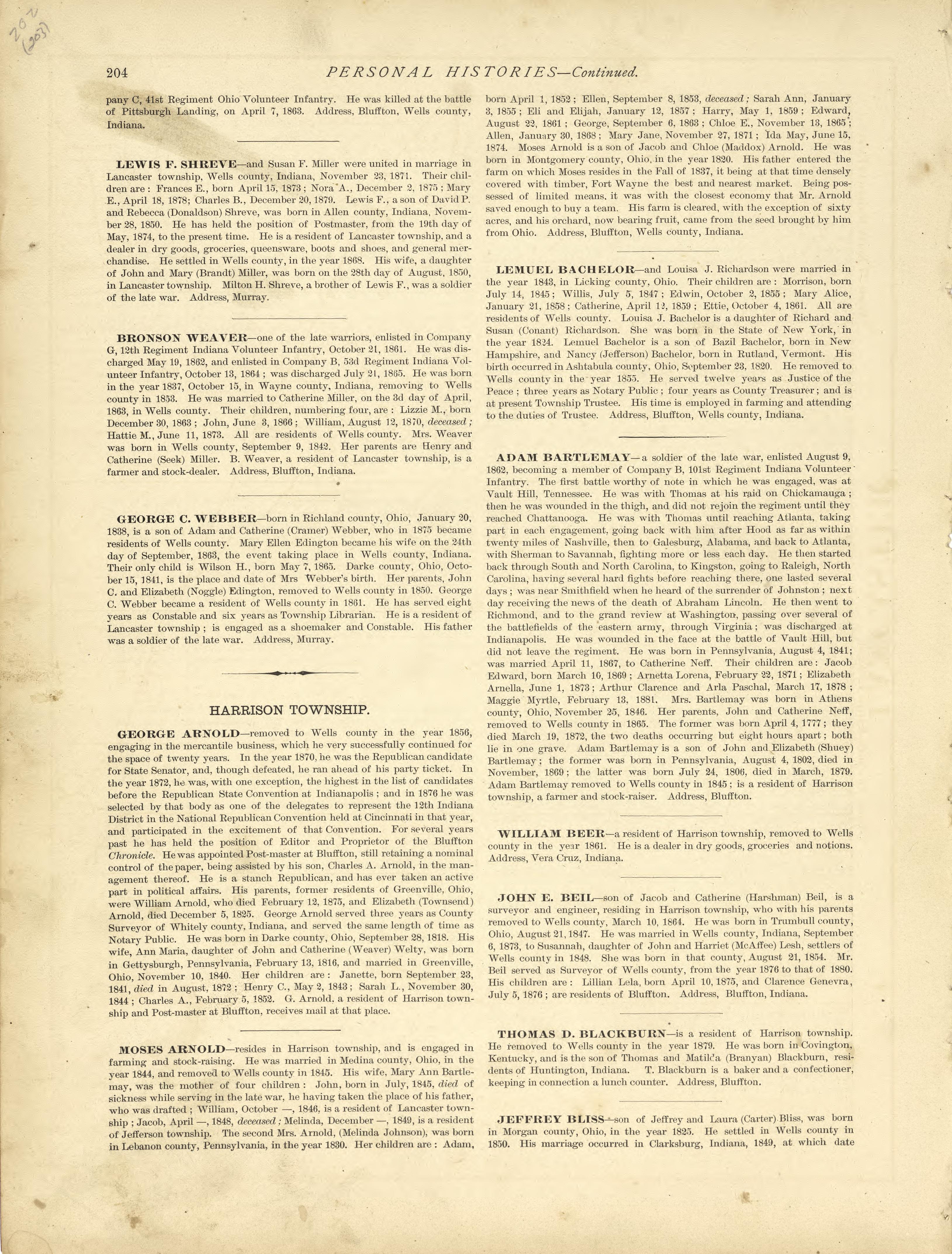 Personal Histories - Continued from Historical Hand-atlas, Illustrated, Containing Large Scale Copper Plate Maps of Each State and Territory of the United States, and the Provinces of Canada, Together With a Complete Reference Map of the World, … 1881 by Relic Map Company