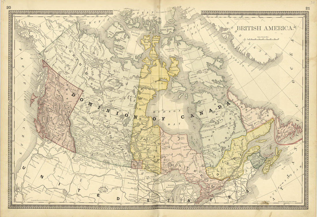British America: Dominion of Canada from Historical Hand-atlas, Illustrated, Containing Large Scale Copper Plate Maps of Each State and Territory of the United States, and the Provinces of Canada, Together With a Complete Reference Map of the World, �... by Relic Map Company
