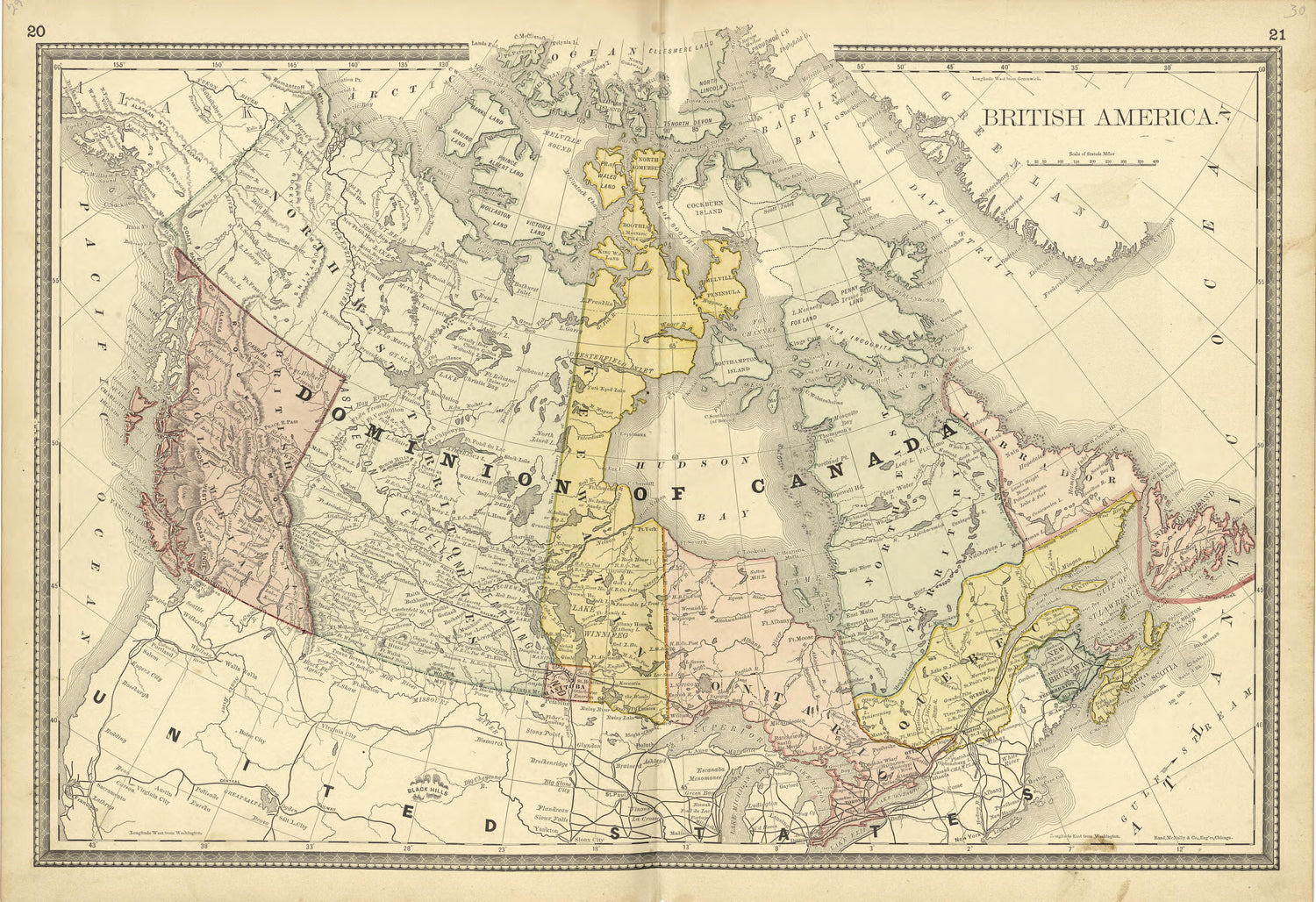 British America: Dominion of Canada from Historical Hand-atlas, Illustrated, Containing Large Scale Copper Plate Maps of Each State and Territory of the United States, and the Provinces of Canada, Together With a Complete Reference Map of the World, �... by Relic Map Company