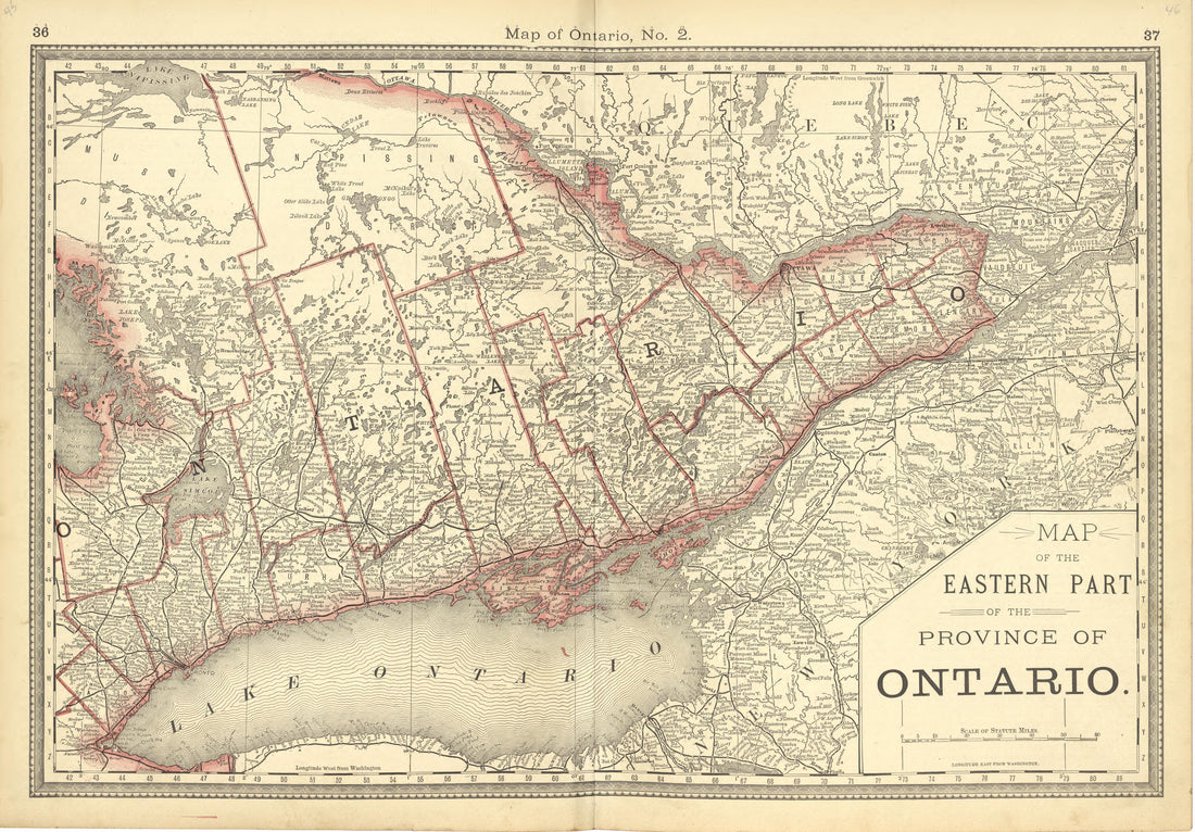 Map of Ontario, No. 2 from Historical Hand-atlas, Illustrated, Containing Large Scale Copper Plate Maps of Each State and Territory of the United States, and the Provinces of Canada, Together With a Complete Reference Map of the World, … 1881 by Relic Map Company