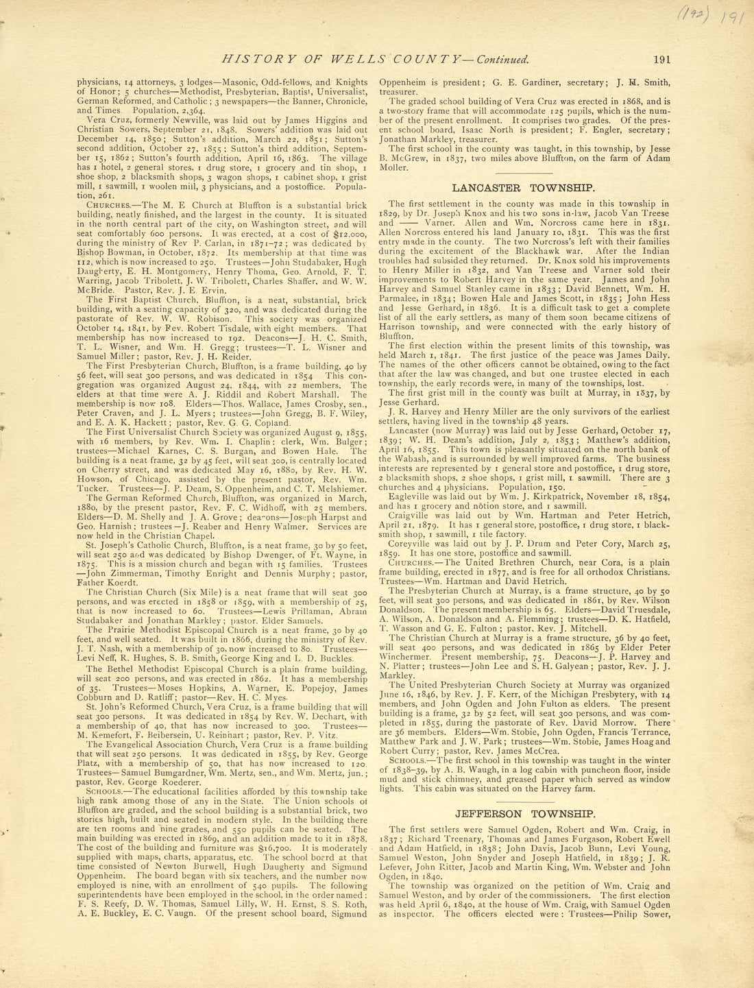 History of Wells County - Continued from Historical Hand-atlas, Illustrated, Containing Large Scale Copper Plate Maps of Each State and Territory of the United States, and the Provinces of Canada, Together With a Complete Reference Map of the World, �... by Relic Map Company