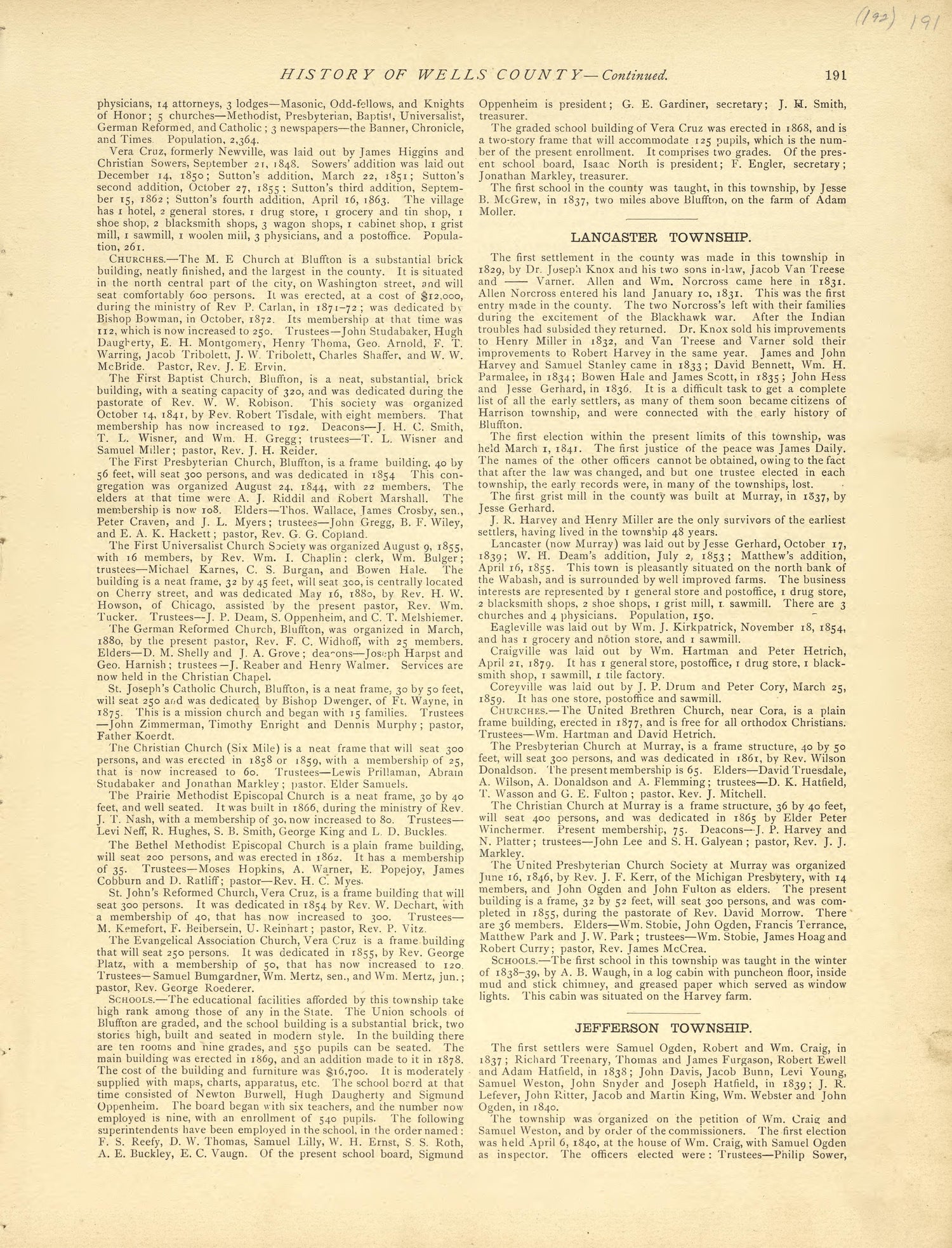 History of Wells County - Continued from Historical Hand-atlas, Illustrated, Containing Large Scale Copper Plate Maps of Each State and Territory of the United States, and the Provinces of Canada, Together With a Complete Reference Map of the World, �... by Relic Map Company
