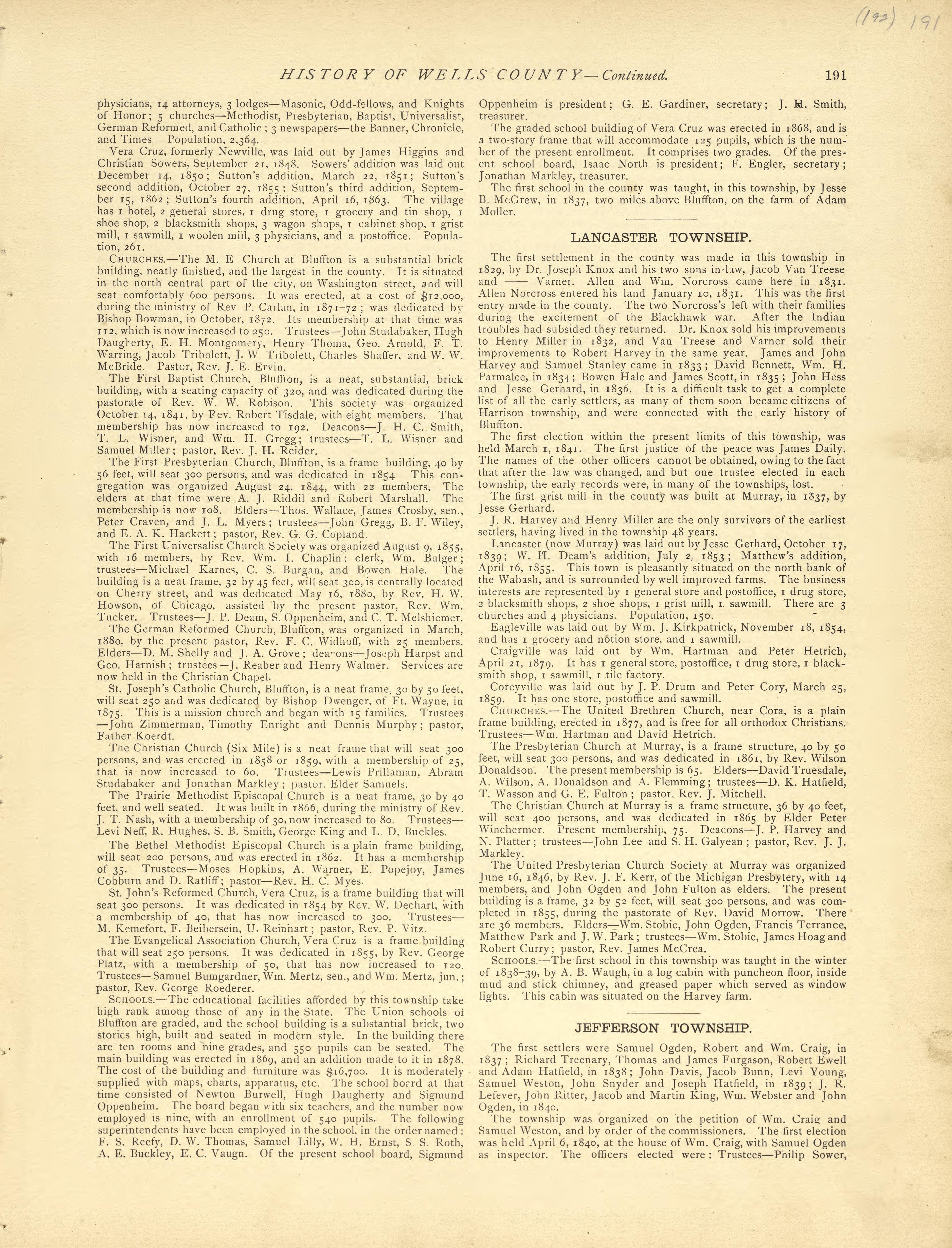 History of Wells County - Continued from Historical Hand-atlas, Illustrated, Containing Large Scale Copper Plate Maps of Each State and Territory of the United States, and the Provinces of Canada, Together With a Complete Reference Map of the World, �... by Relic Map Company