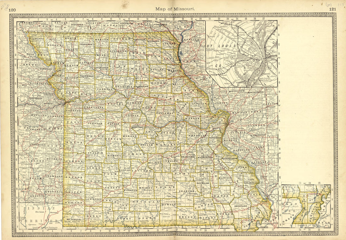 Map of Missouri from Historical Hand-atlas, Illustrated, Containing Large Scale Copper Plate Maps of Each State and Territory of the United States, and the Provinces of Canada, Together With a Complete Reference Map of the World, … 1881 by Relic Map Company