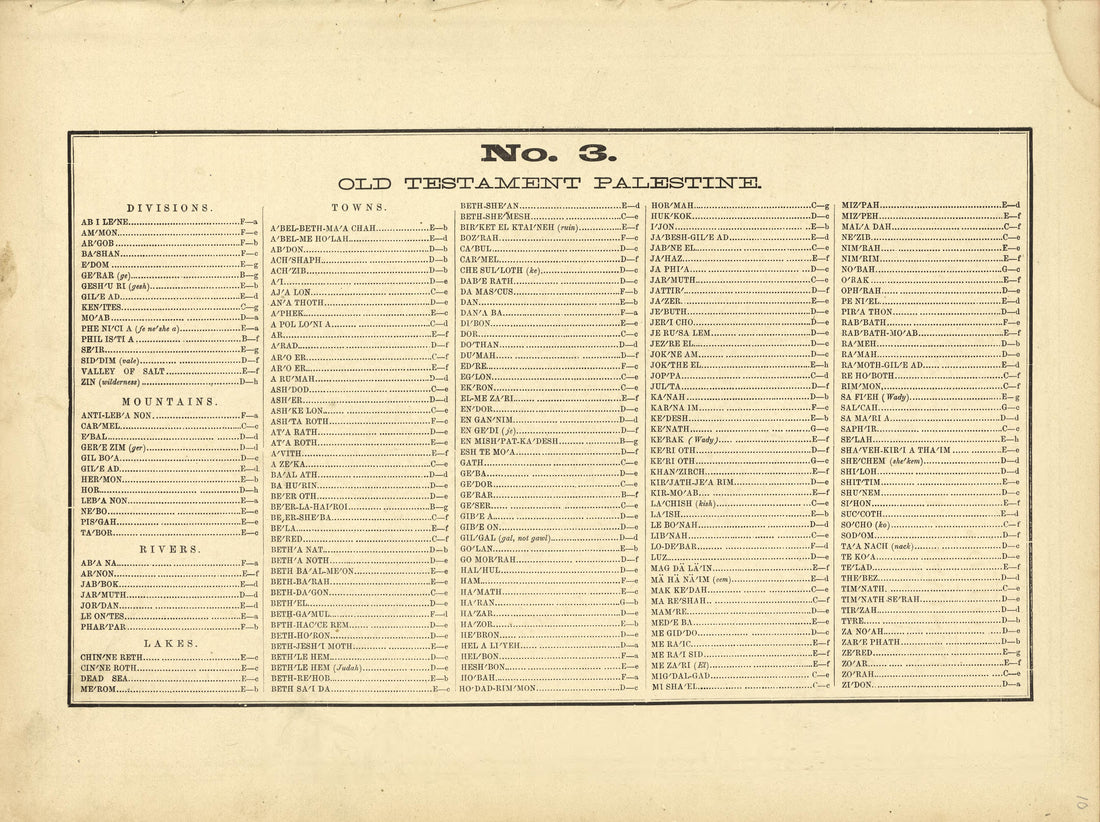 No. 3 Old Testament Palestine from Historical Hand-atlas, Illustrated, Containing Large Scale Copper Plate Maps of Each State and Territory of the United States, and the Provinces of Canada, Together With a Complete Reference Map of the World, … 1881 by Relic Map Company