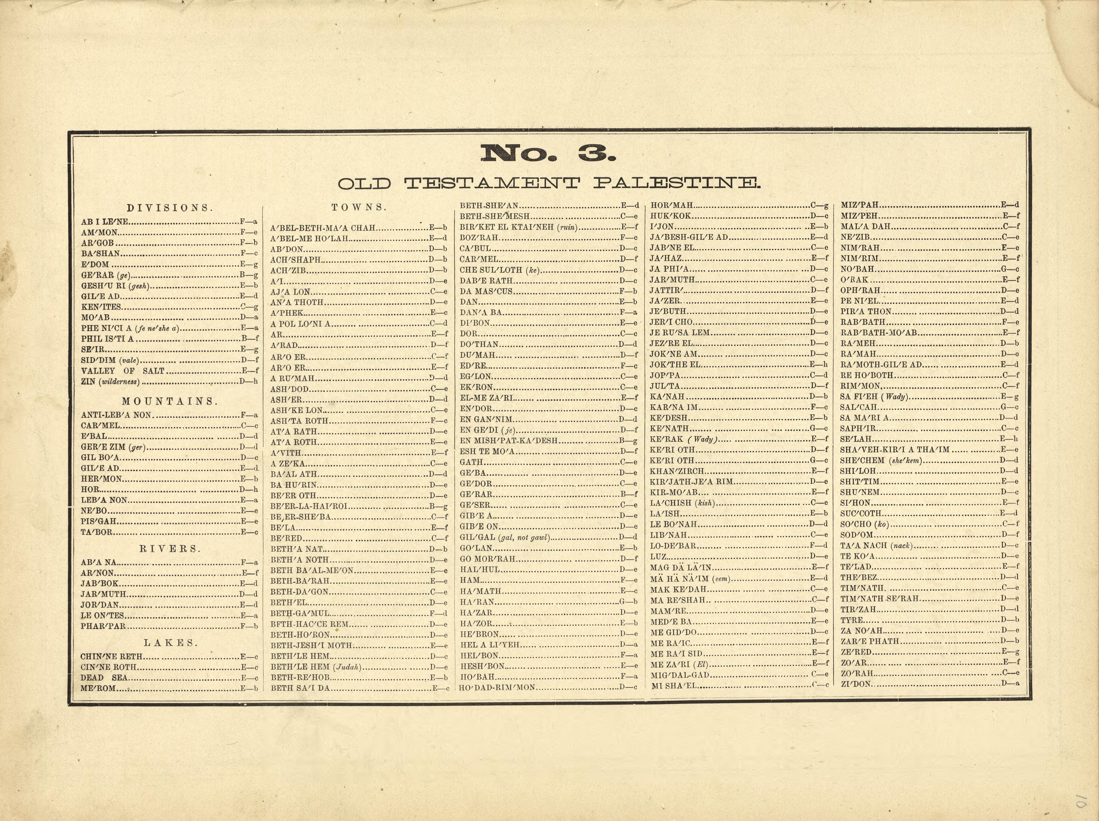 No. 3 Old Testament Palestine from Historical Hand-atlas, Illustrated, Containing Large Scale Copper Plate Maps of Each State and Territory of the United States, and the Provinces of Canada, Together With a Complete Reference Map of the World, … 1881 by Relic Map Company