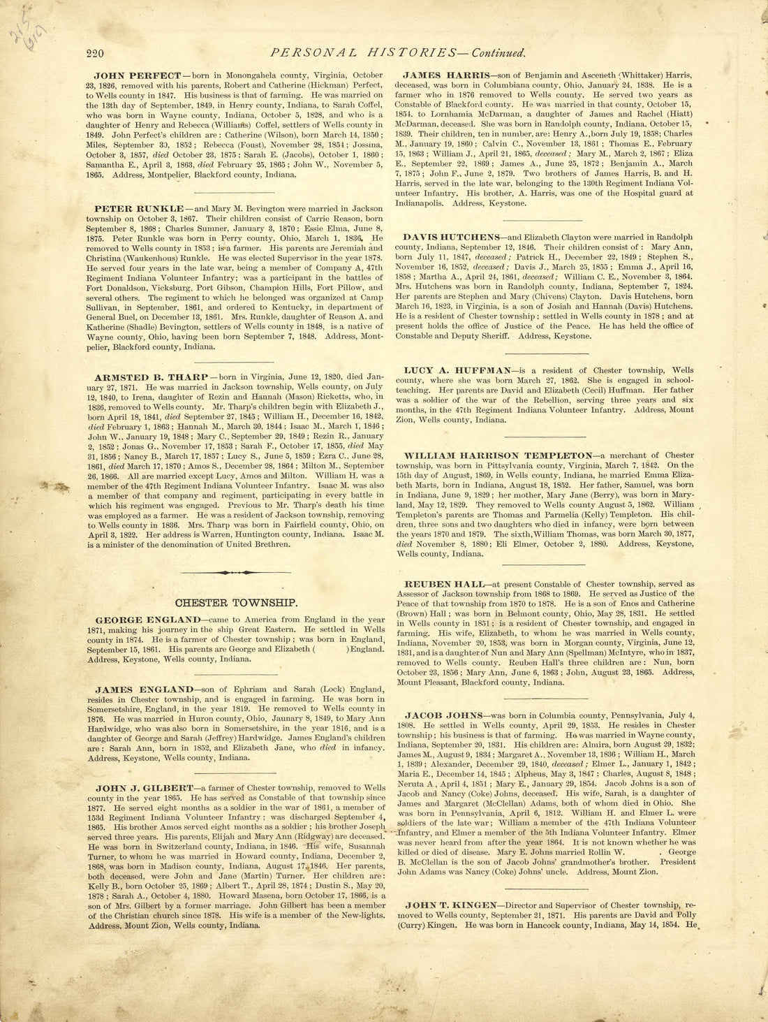 Personal Histories - Continued from Historical Hand-atlas, Illustrated, Containing Large Scale Copper Plate Maps of Each State and Territory of the United States, and the Provinces of Canada, Together With a Complete Reference Map of the World, … 1881 by Relic Map Company
