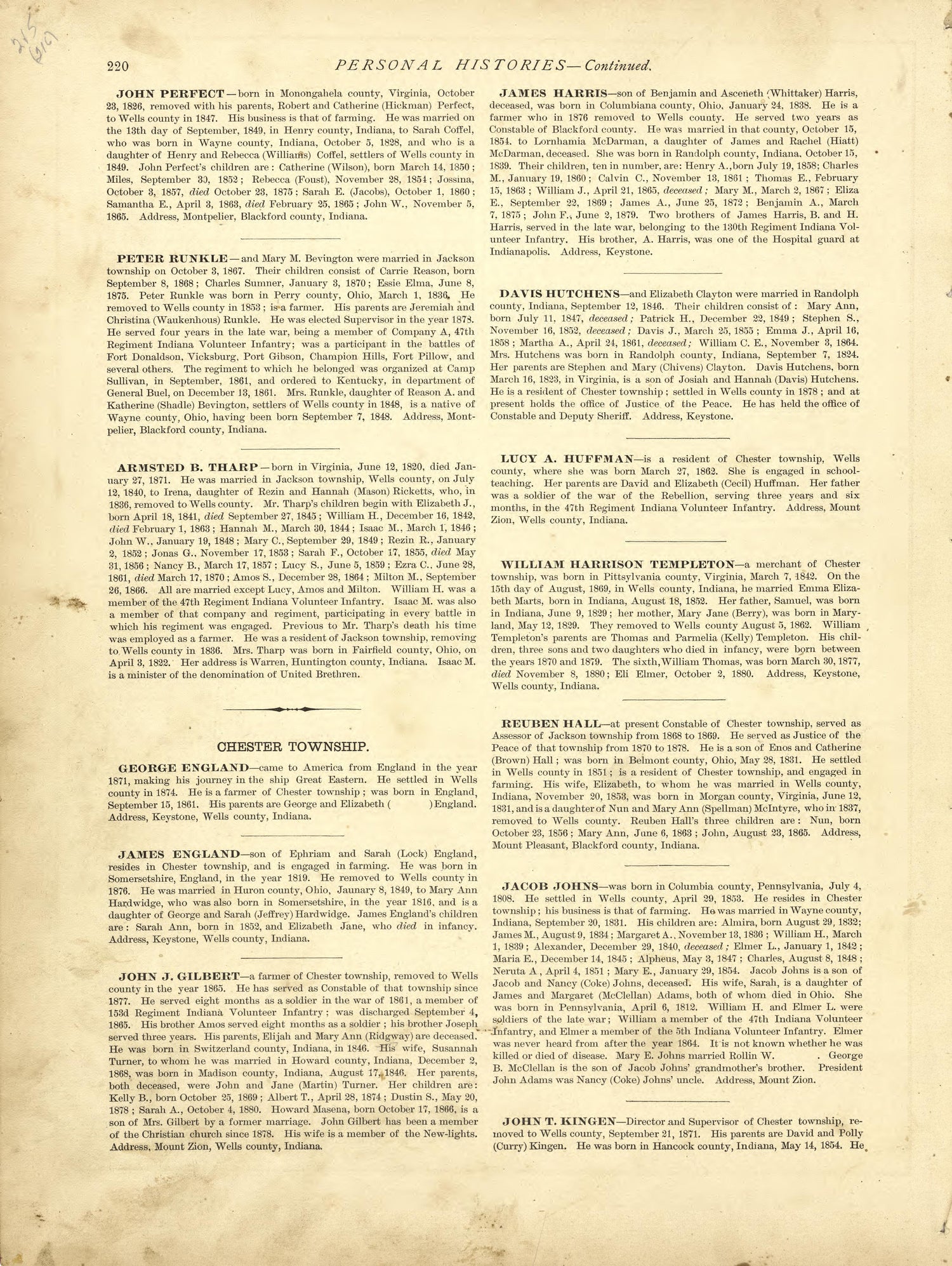 Personal Histories - Continued from Historical Hand-atlas, Illustrated, Containing Large Scale Copper Plate Maps of Each State and Territory of the United States, and the Provinces of Canada, Together With a Complete Reference Map of the World, … 1881 by Relic Map Company