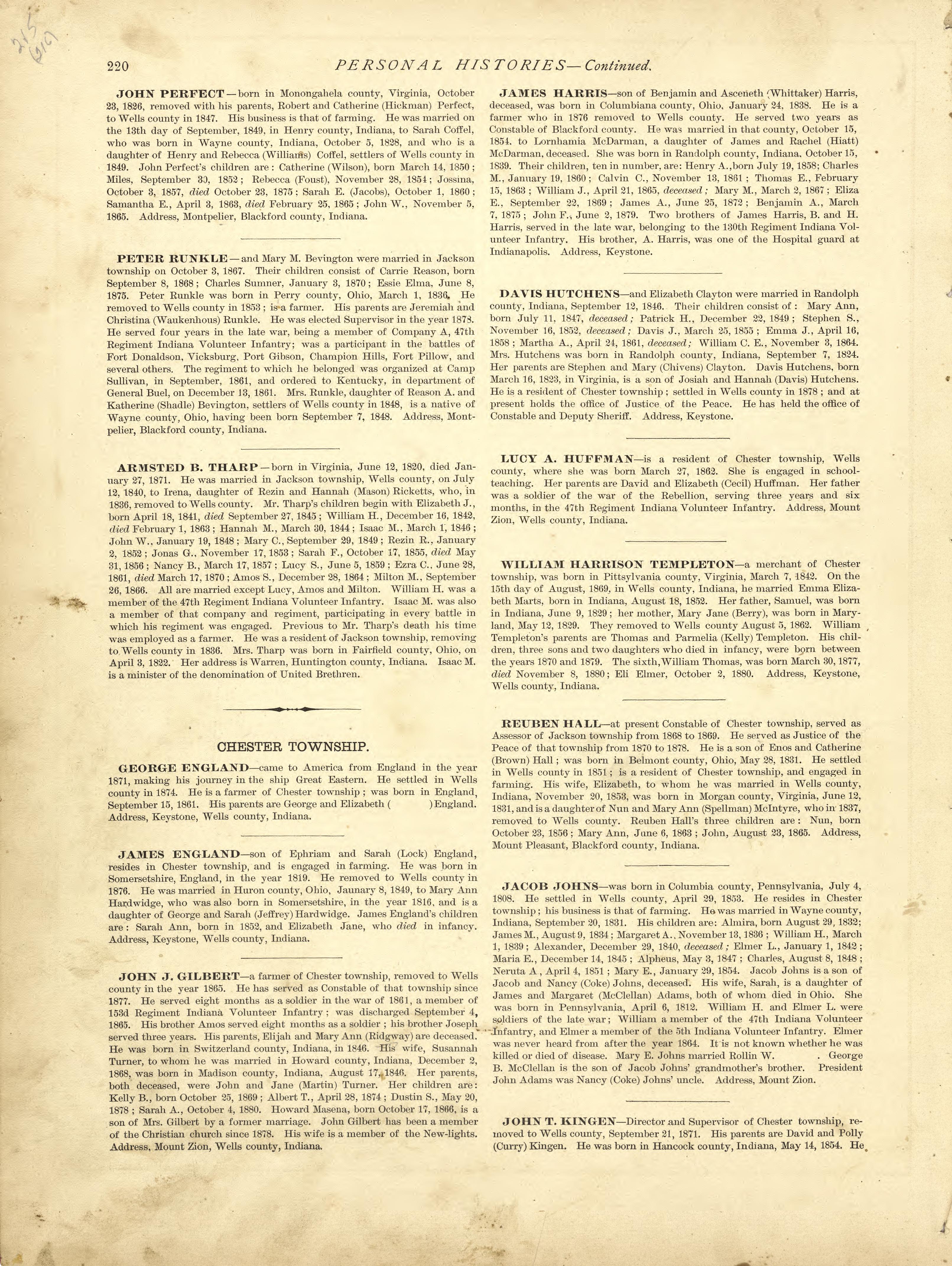Personal Histories - Continued from Historical Hand-atlas, Illustrated, Containing Large Scale Copper Plate Maps of Each State and Territory of the United States, and the Provinces of Canada, Together With a Complete Reference Map of the World, … 1881 by Relic Map Company