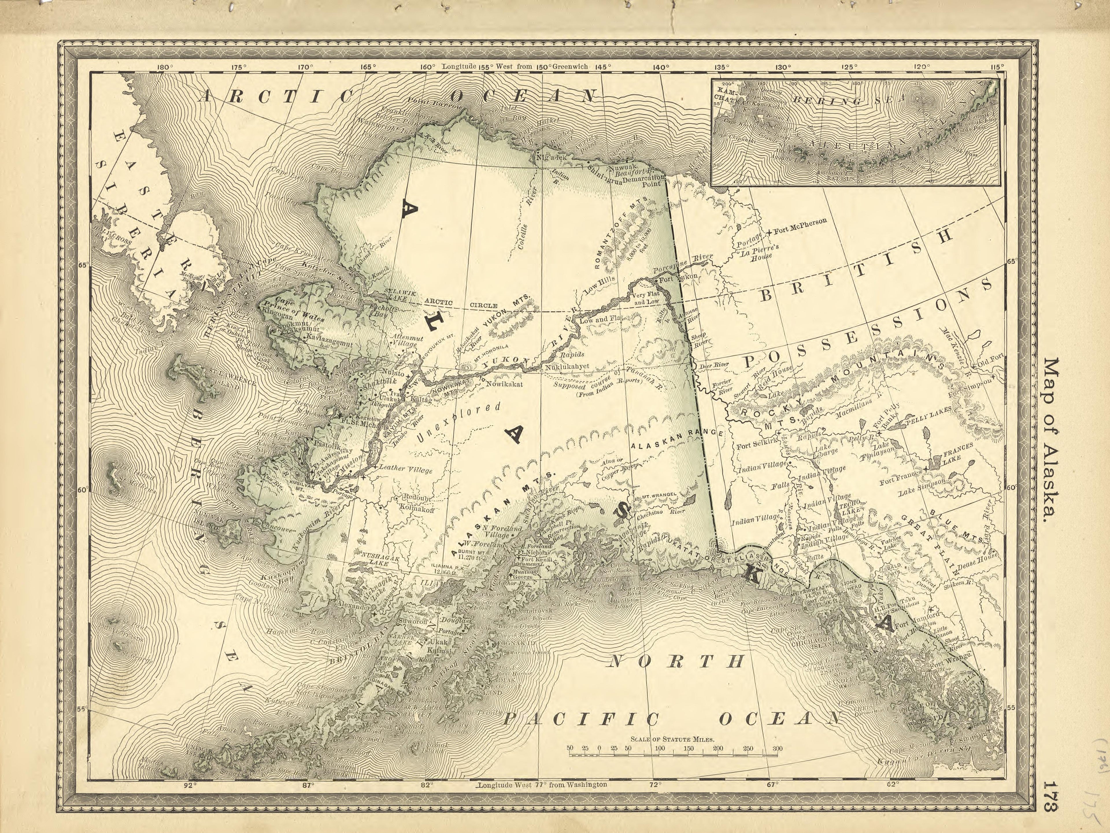 Map of Alaska from Historical Hand-atlas, Illustrated, Containing Large Scale Copper Plate Maps of Each State and Territory of the United States, and the Provinces of Canada, Together With a Complete Reference Map of the World, … 1881 by Relic Map Company