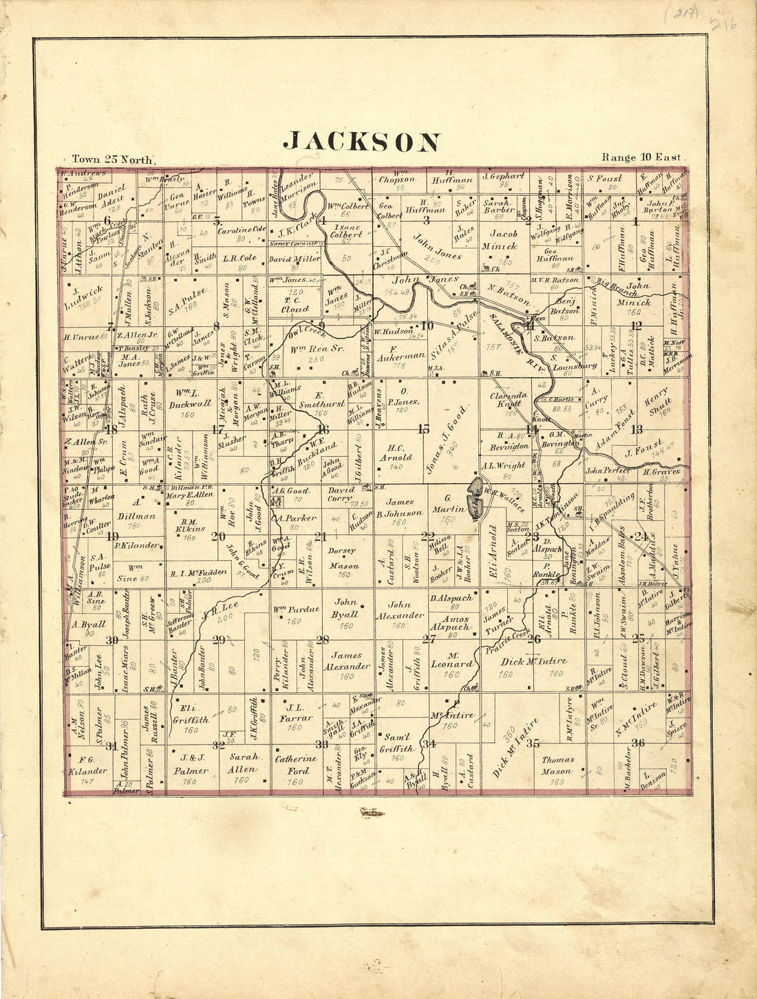 Map of Jackson from Historical Hand-atlas, Illustrated, Containing Large Scale Copper Plate Maps of Each State and Territory of the United States, and the Provinces of Canada, Together With a Complete Reference Map of the World, … 1881 by Relic Map Company
