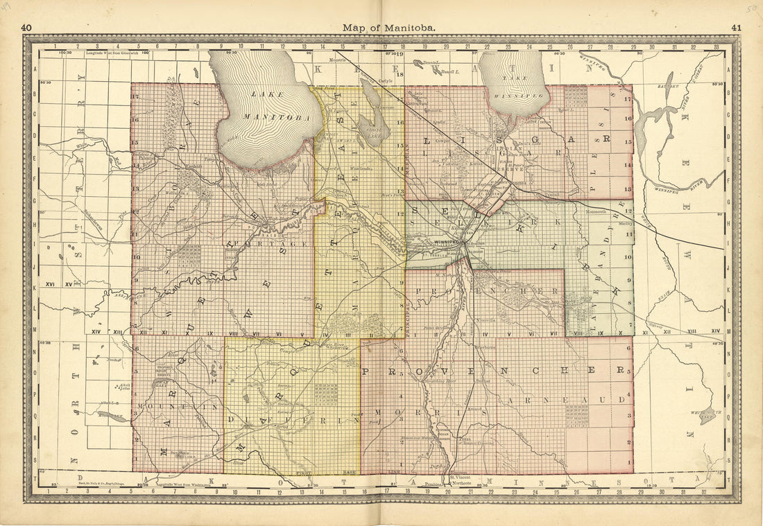 Map of Manitoba from Historical Hand-atlas, Illustrated, Containing Large Scale Copper Plate Maps of Each State and Territory of the United States, and the Provinces of Canada, Together With a Complete Reference Map of the World, … 1881 by Relic Map Company