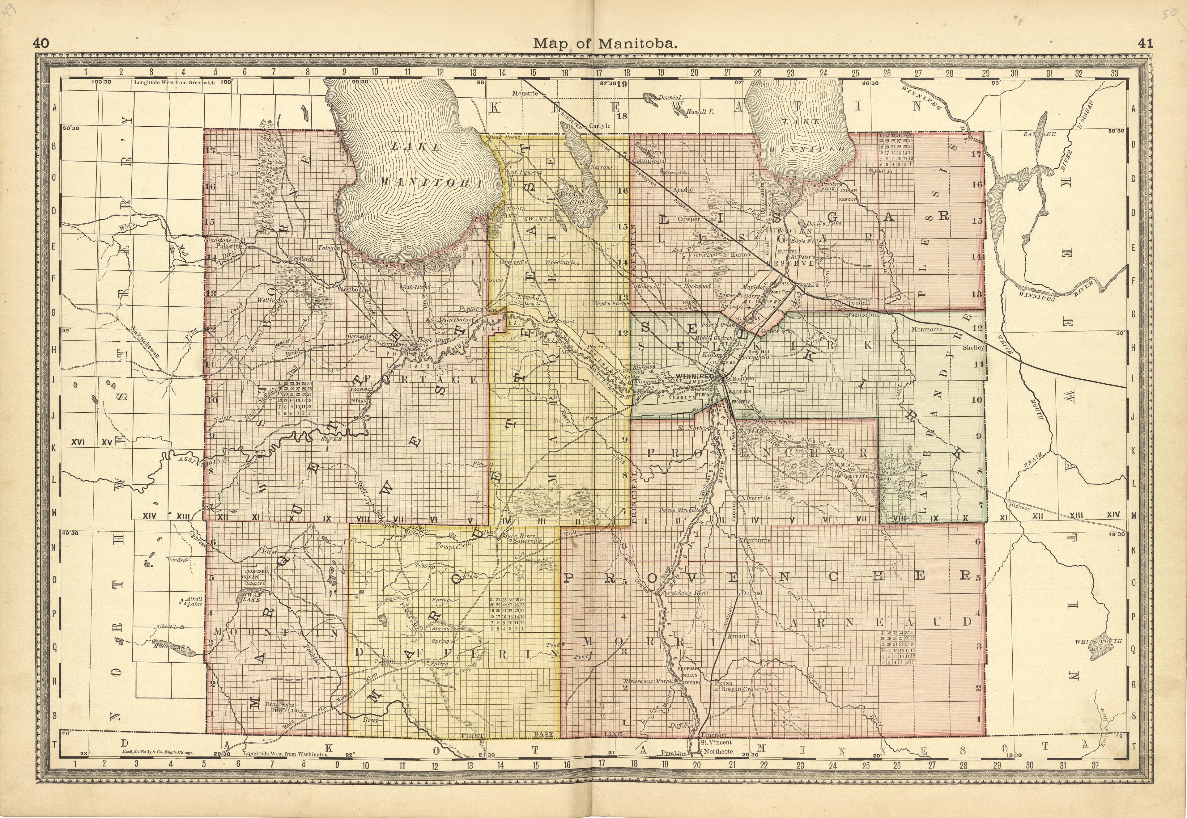 Map of Manitoba from Historical Hand-atlas, Illustrated, Containing Large Scale Copper Plate Maps of Each State and Territory of the United States, and the Provinces of Canada, Together With a Complete Reference Map of the World, … 1881 by Relic Map Company