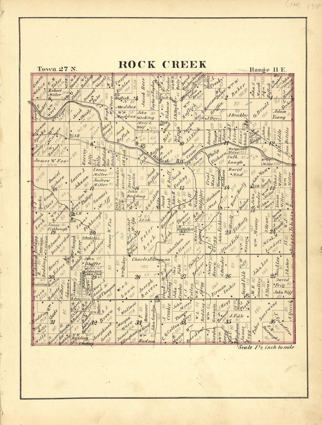 Map of Rock Creek from Historical Hand-atlas, Illustrated, Containing Large Scale Copper Plate Maps of Each State and Territory of the United States, and the Provinces of Canada, Together With a Complete Reference Map of the World, … 1881 by Relic Map Company