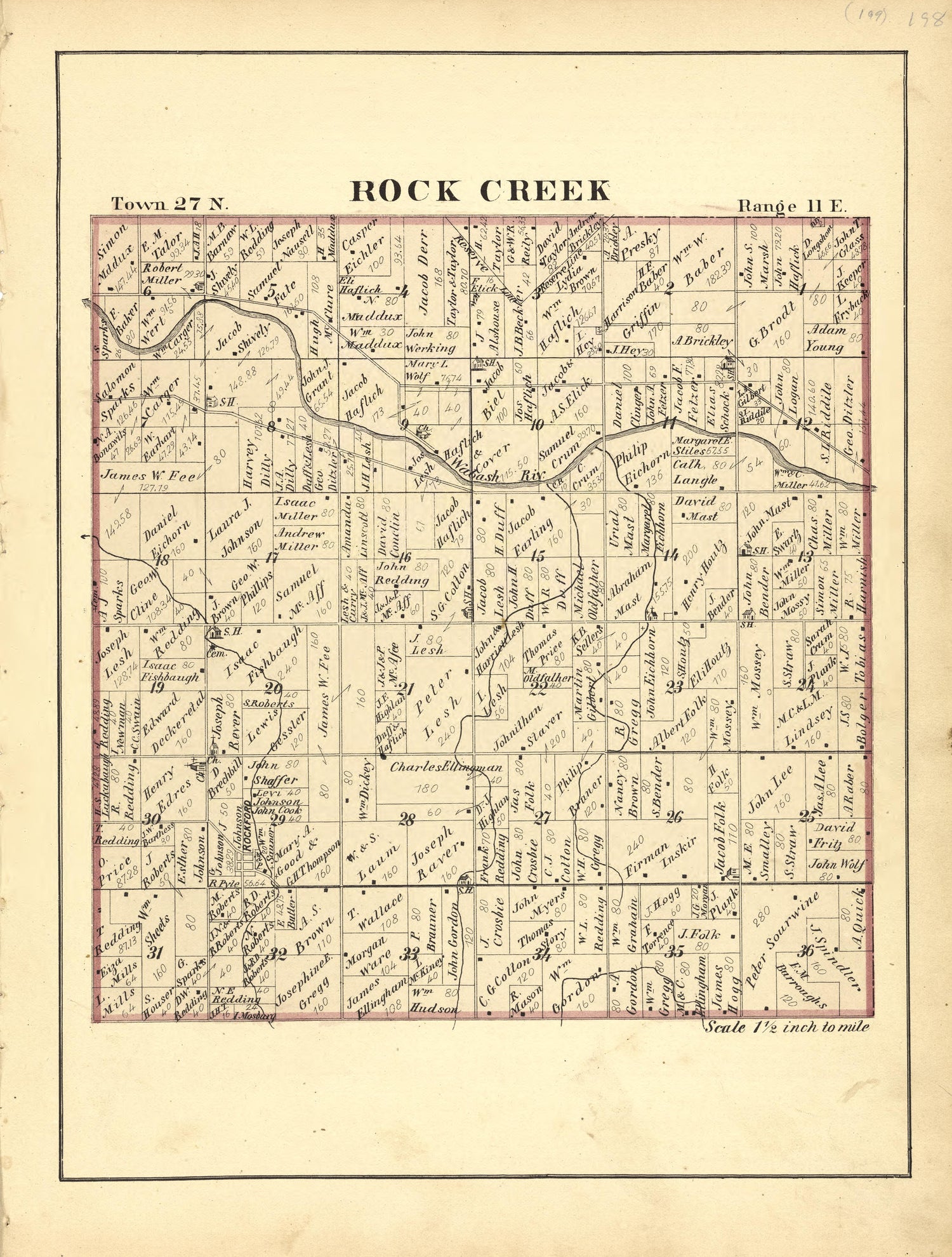 Map of Rock Creek from Historical Hand-atlas, Illustrated, Containing Large Scale Copper Plate Maps of Each State and Territory of the United States, and the Provinces of Canada, Together With a Complete Reference Map of the World, … 1881 by Relic Map Company