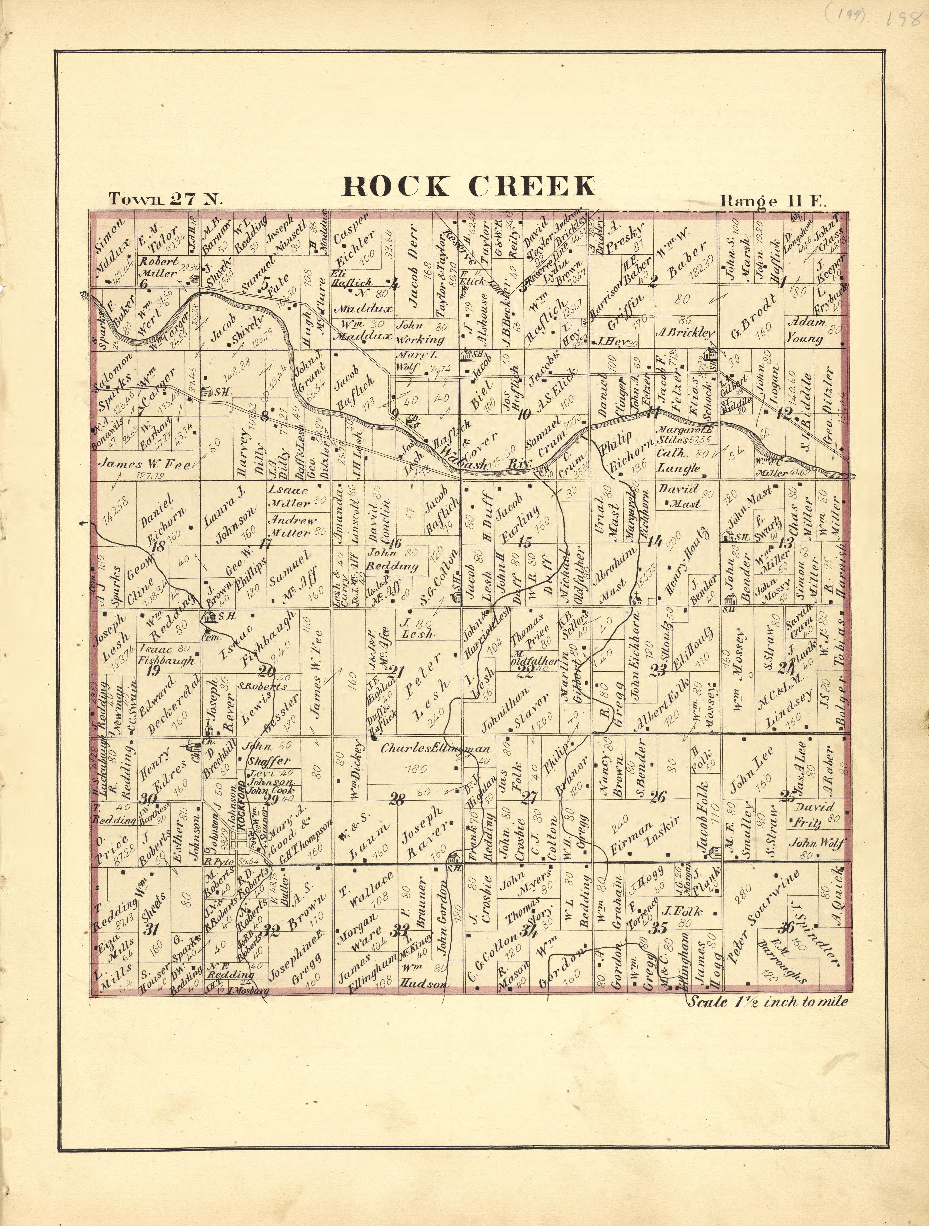 Map of Rock Creek from Historical Hand-atlas, Illustrated, Containing Large Scale Copper Plate Maps of Each State and Territory of the United States, and the Provinces of Canada, Together With a Complete Reference Map of the World, … 1881 by Relic Map Company