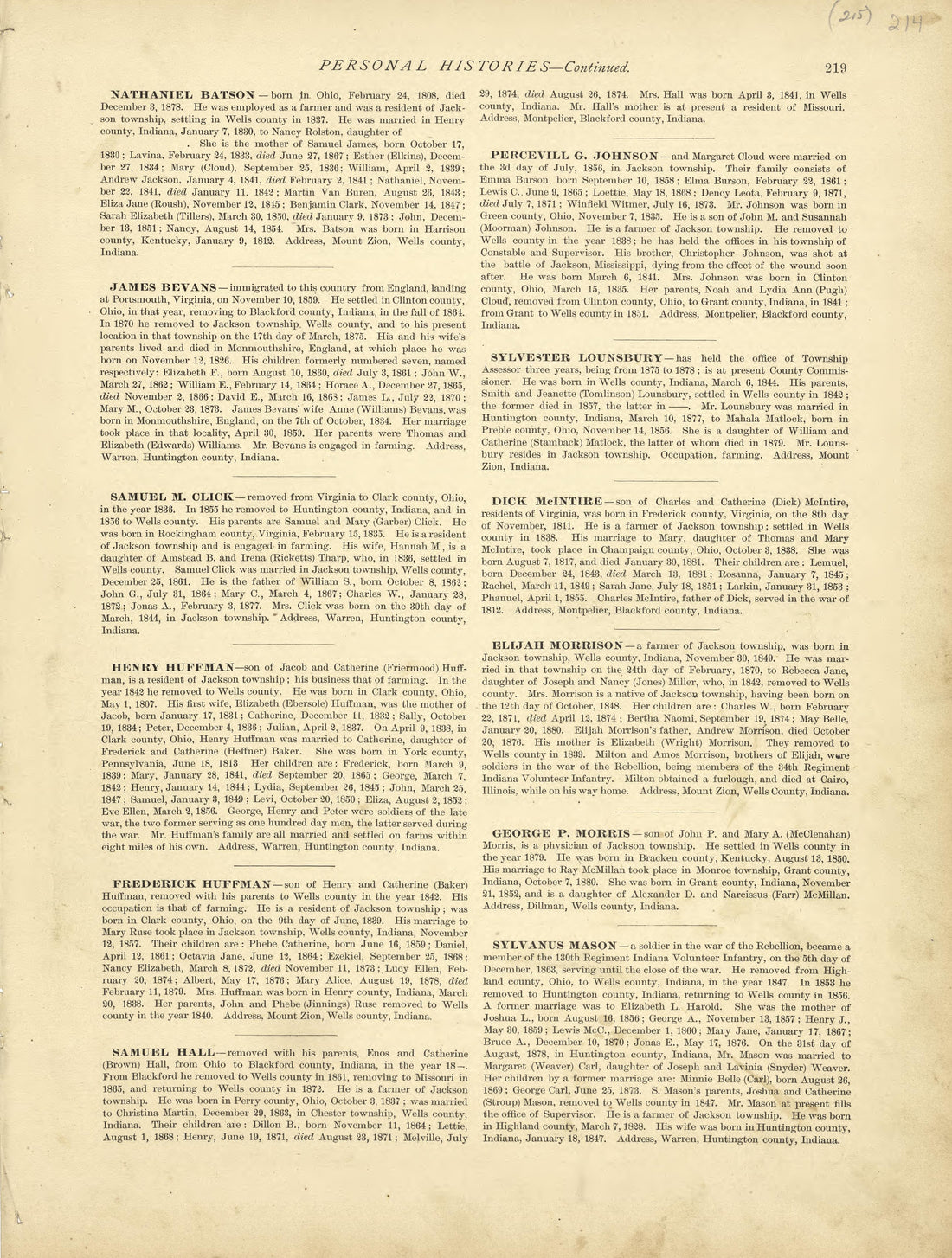 Personal Histories - Continued from Historical Hand-atlas, Illustrated, Containing Large Scale Copper Plate Maps of Each State and Territory of the United States, and the Provinces of Canada, Together With a Complete Reference Map of the World, … 1881 by Relic Map Company