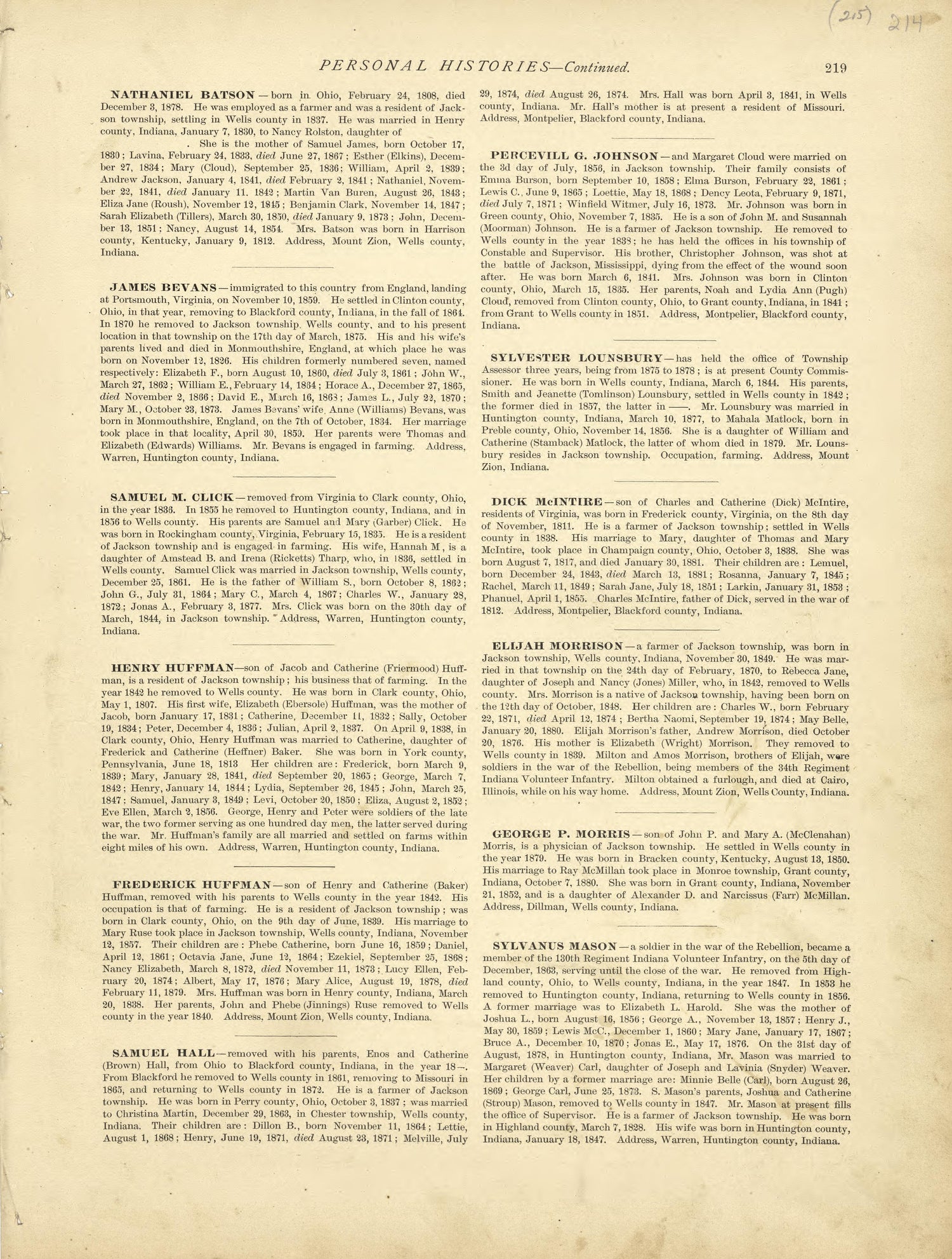Personal Histories - Continued from Historical Hand-atlas, Illustrated, Containing Large Scale Copper Plate Maps of Each State and Territory of the United States, and the Provinces of Canada, Together With a Complete Reference Map of the World, … 1881 by Relic Map Company