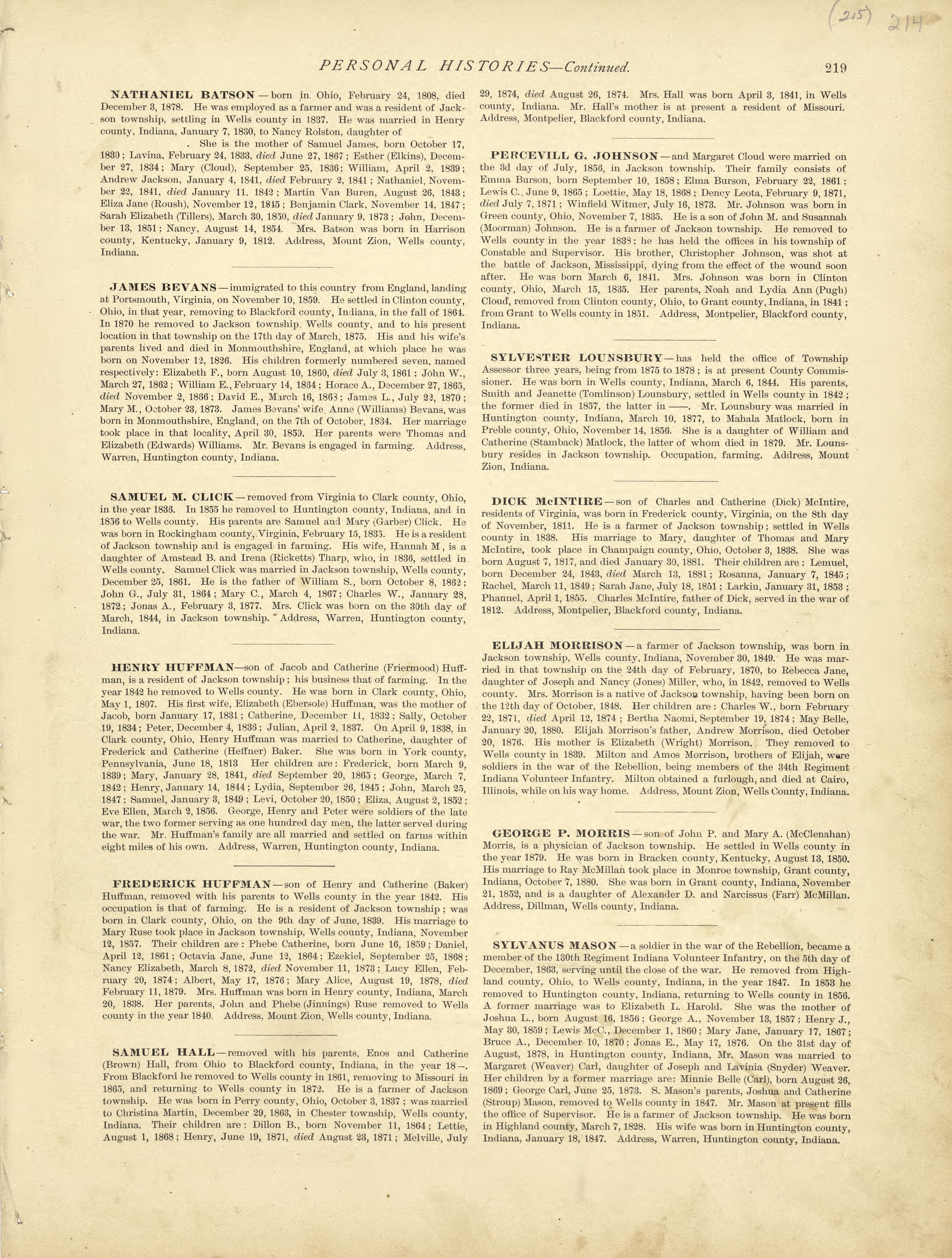 Personal Histories - Continued from Historical Hand-atlas, Illustrated, Containing Large Scale Copper Plate Maps of Each State and Territory of the United States, and the Provinces of Canada, Together With a Complete Reference Map of the World, … 1881 by Relic Map Company