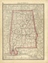 Map of Alabama from Historical Hand-atlas, Illustrated, Containing Large Scale Copper Plate Maps of Each State and Territory of the United States, and the Provinces of Canada, Together With a Complete Reference Map of the World, … 1881 by Relic Map Company