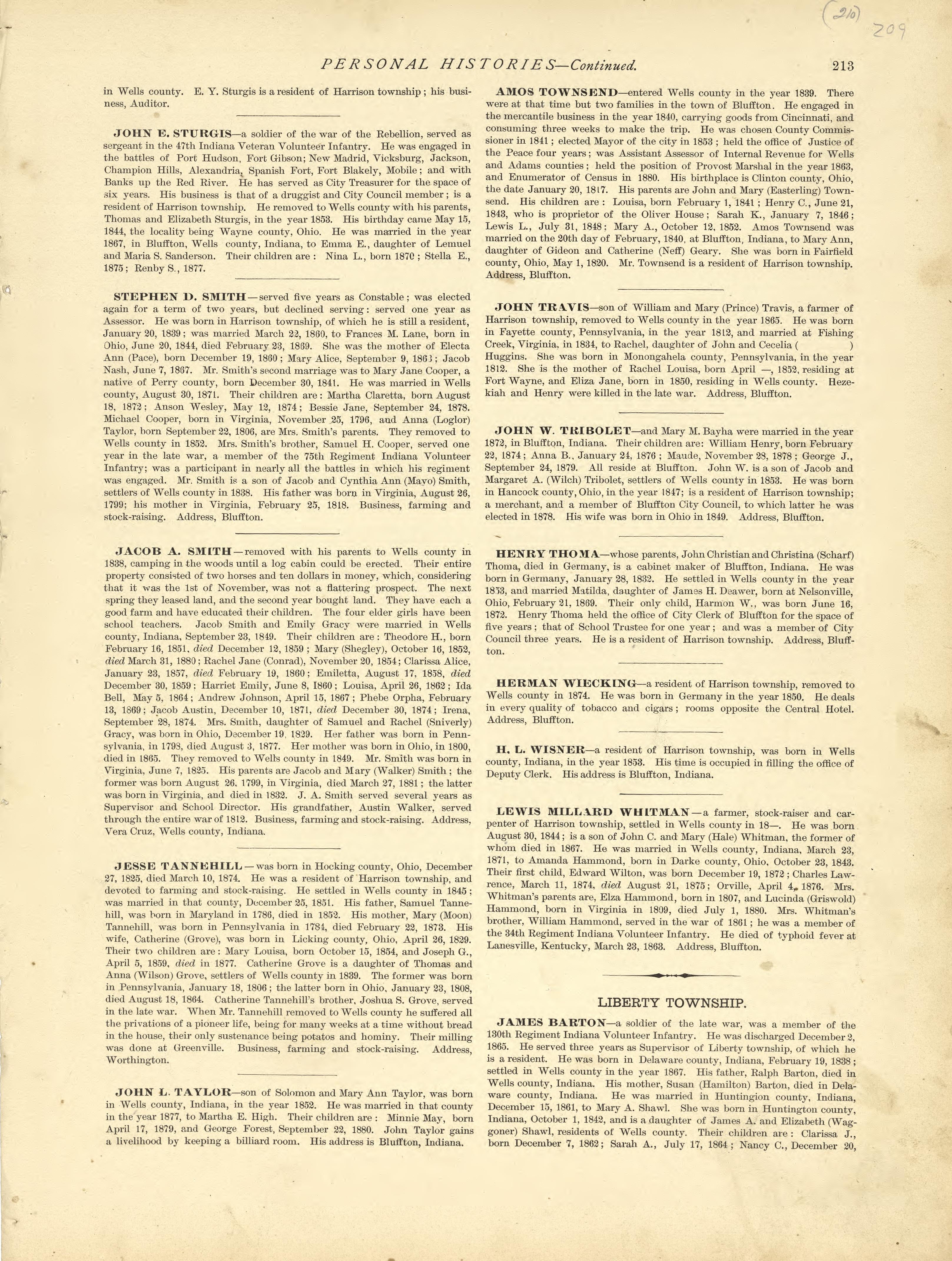 Personal Histories - Continued from Historical Hand-atlas, Illustrated, Containing Large Scale Copper Plate Maps of Each State and Territory of the United States, and the Provinces of Canada, Together With a Complete Reference Map of the World, … 1881 by Relic Map Company