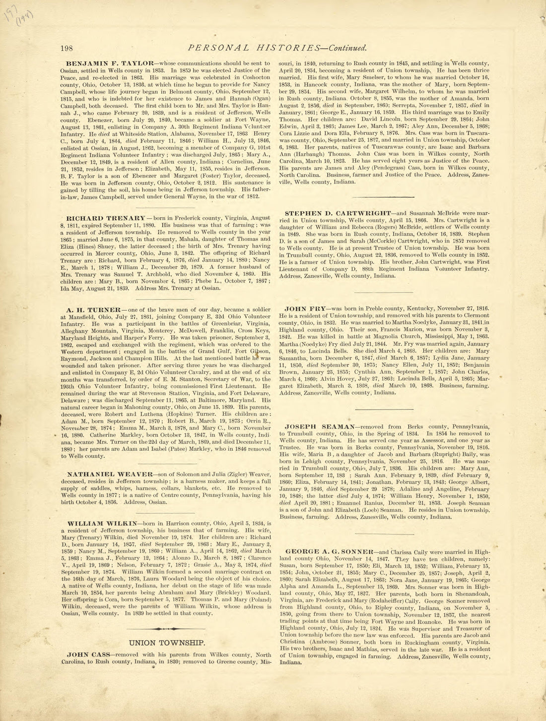 Personal Histories - Continued from Historical Hand-atlas, Illustrated, Containing Large Scale Copper Plate Maps of Each State and Territory of the United States, and the Provinces of Canada, Together With a Complete Reference Map of the World, … 1881 by Relic Map Company