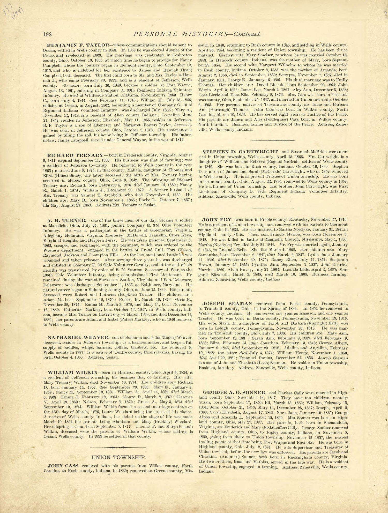 Personal Histories - Continued from Historical Hand-atlas, Illustrated, Containing Large Scale Copper Plate Maps of Each State and Territory of the United States, and the Provinces of Canada, Together With a Complete Reference Map of the World, … 1881 by Relic Map Company