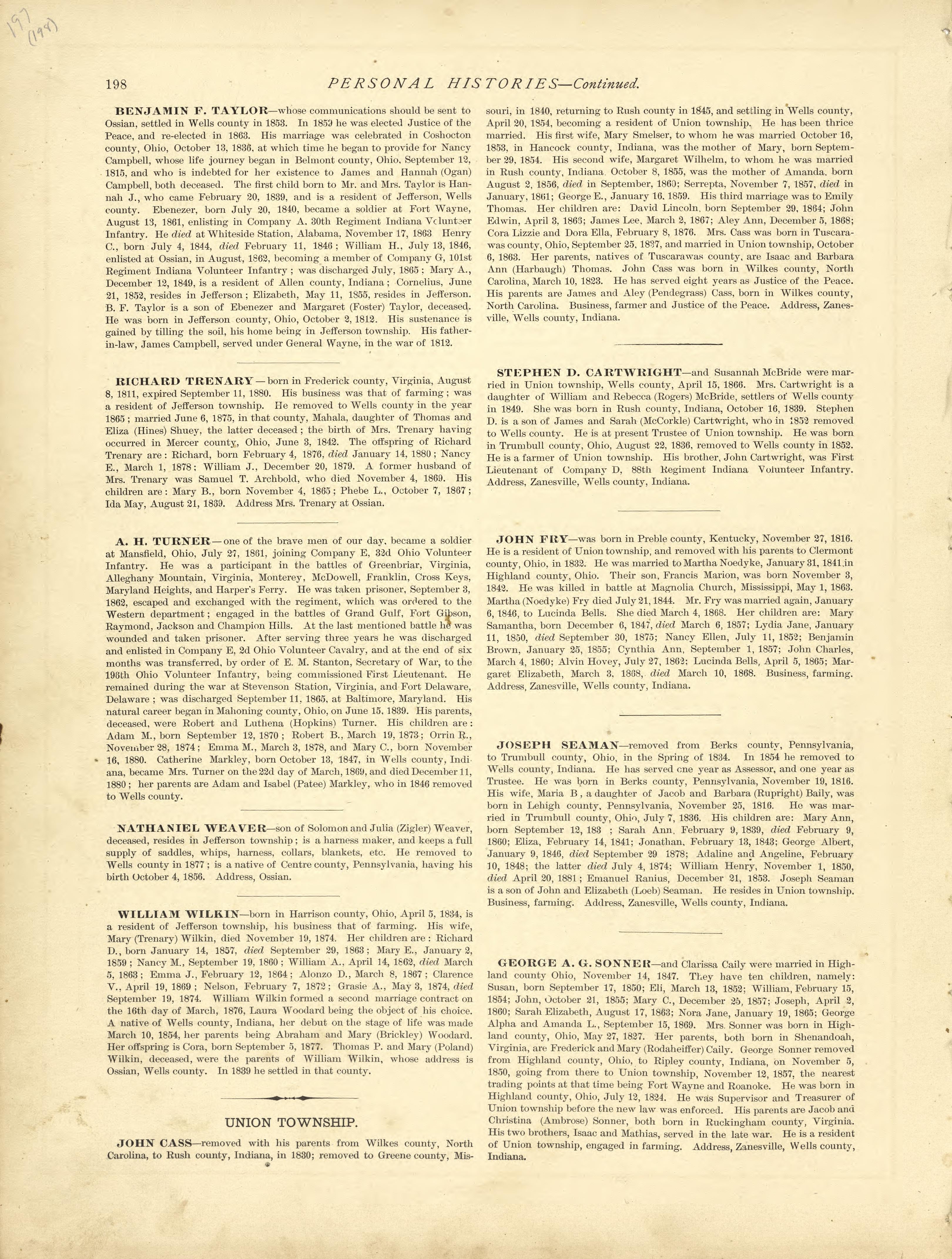 Personal Histories - Continued from Historical Hand-atlas, Illustrated, Containing Large Scale Copper Plate Maps of Each State and Territory of the United States, and the Provinces of Canada, Together With a Complete Reference Map of the World, … 1881 by Relic Map Company