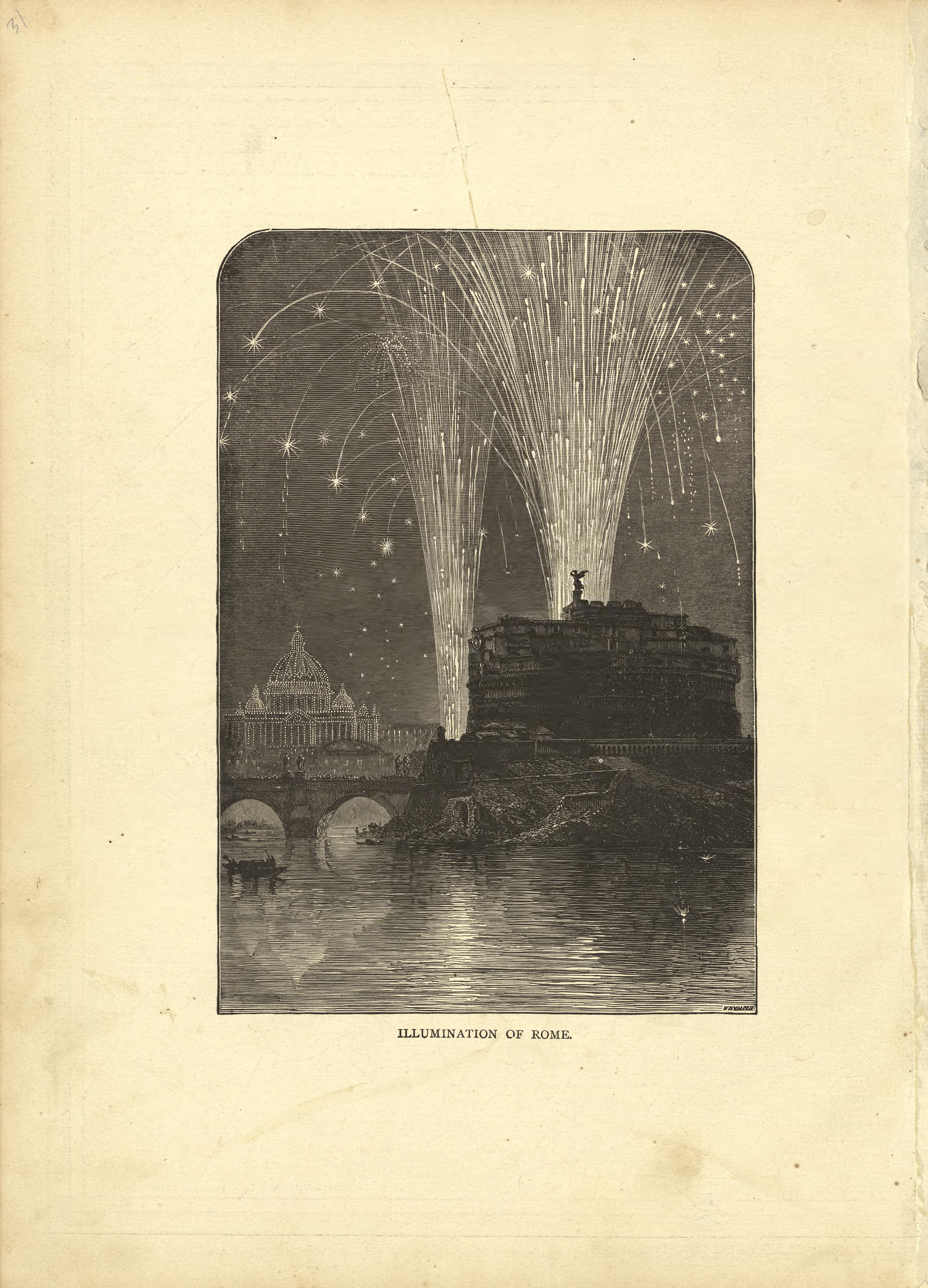 Illumination of Rome from Historical Hand-atlas, Illustrated, Containing Large Scale Copper Plate Maps of Each State and Territory of the United States, and the Provinces of Canada, Together With a Complete Reference Map of the World, … 1881 by Relic Map Company