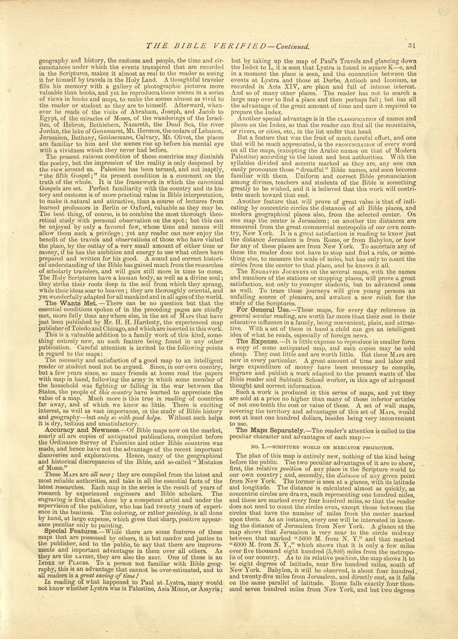 The Bible Verified - Continued from Historical Hand-atlas, Illustrated, Containing Large Scale Copper Plate Maps of Each State and Territory of the United States, and the Provinces of Canada, Together With a Complete Reference Map of the World, … 1881 by Relic Map Company