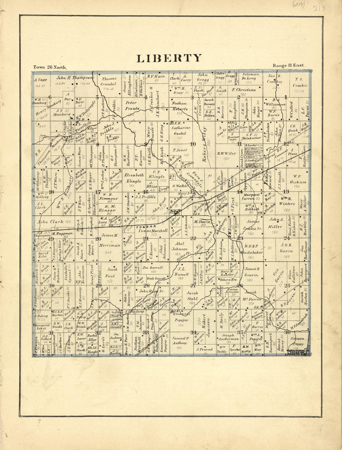 Map of Liberty from Historical Hand-atlas, Illustrated, Containing Large Scale Copper Plate Maps of Each State and Territory of the United States, and the Provinces of Canada, Together With a Complete Reference Map of the World, … 1881 by Relic Map Company