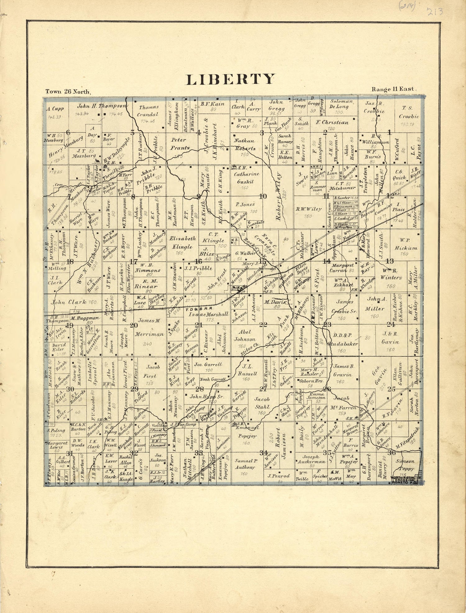 Map of Liberty from Historical Hand-atlas, Illustrated, Containing Large Scale Copper Plate Maps of Each State and Territory of the United States, and the Provinces of Canada, Together With a Complete Reference Map of the World, … 1881 by Relic Map Company
